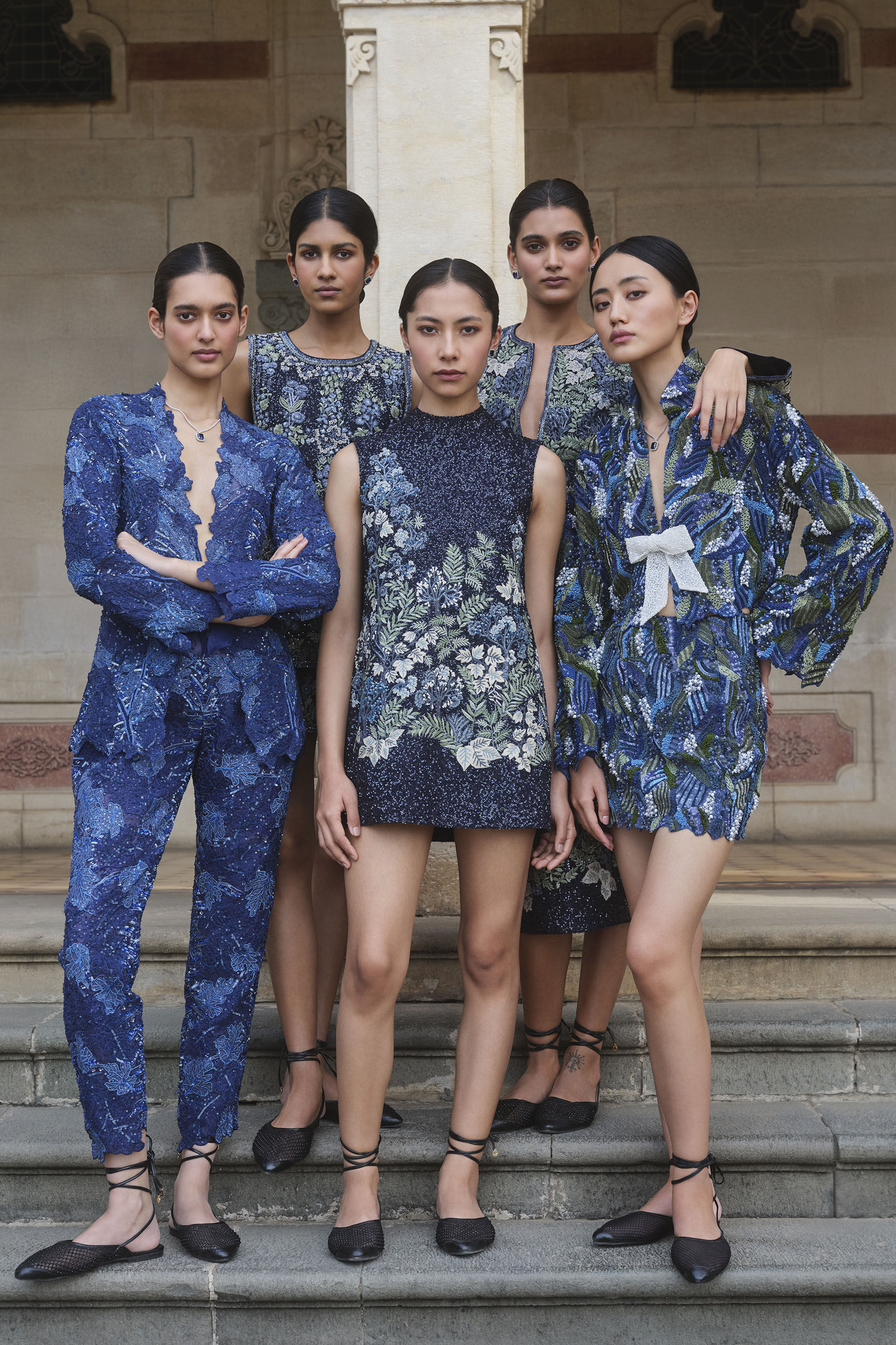 Elysora Embroidered Silk Jacket Set - Blue, Blue, image 3