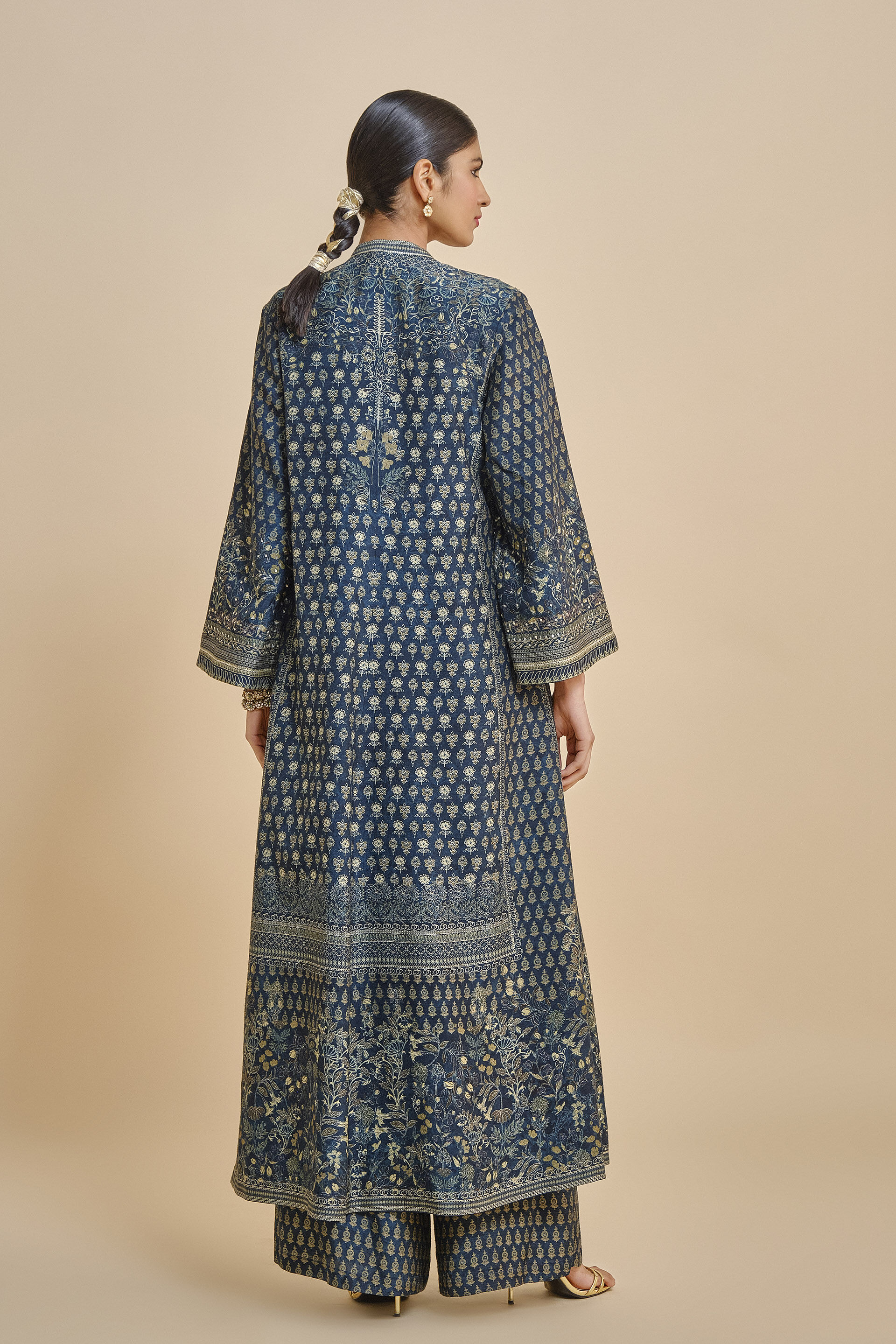 Androsa Silk Jacket Set - Blue