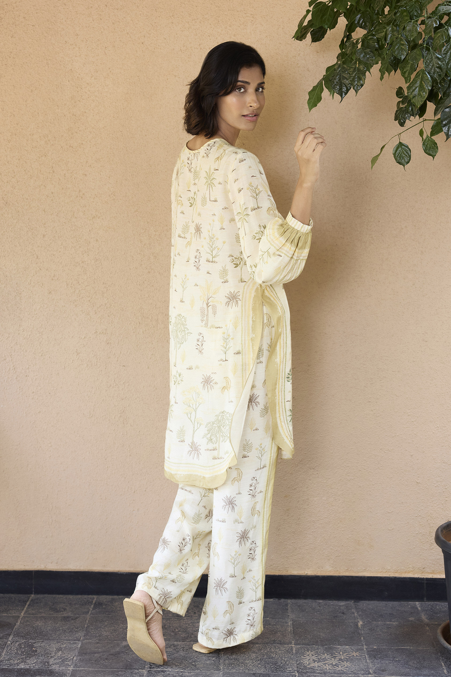 Season Song Hand-embroidered Kantha Co-ord - Ivory, Ivory, image 2