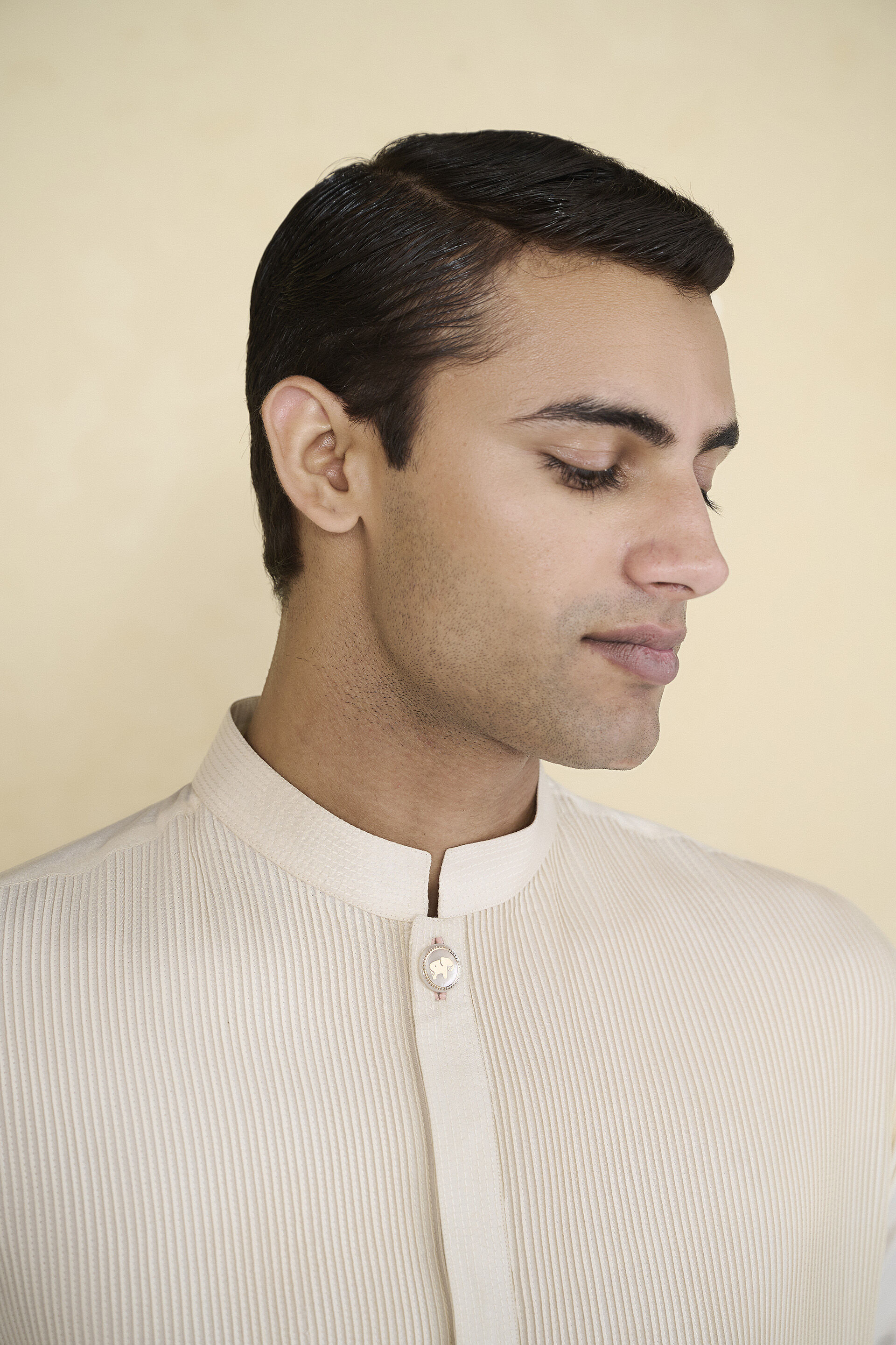 Samit Silk Kurta - Cream, Cream, image 6
