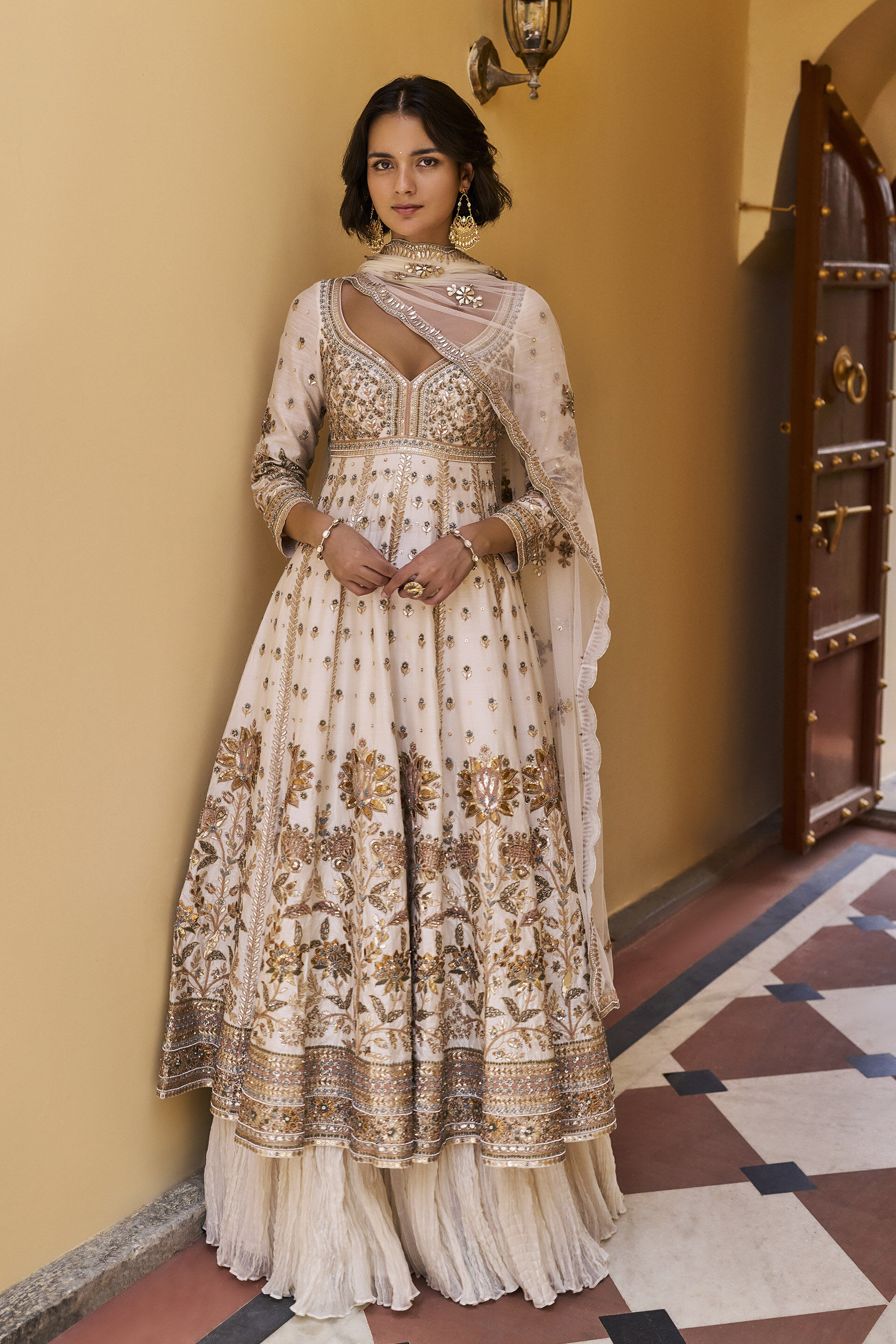 Eternity Gota Patti Lehenga Set - ​Ivory, Ivory, image 1