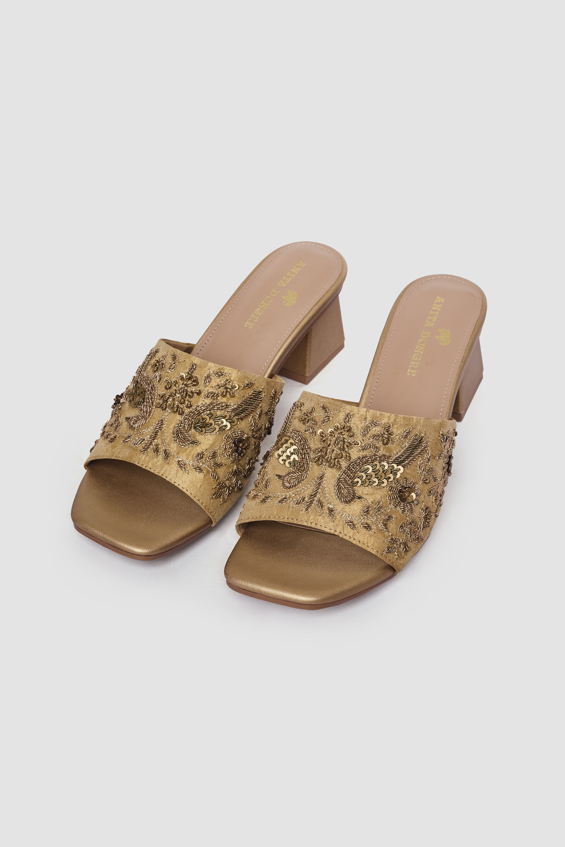Kabini Hand-embroidered Heels - Gold
