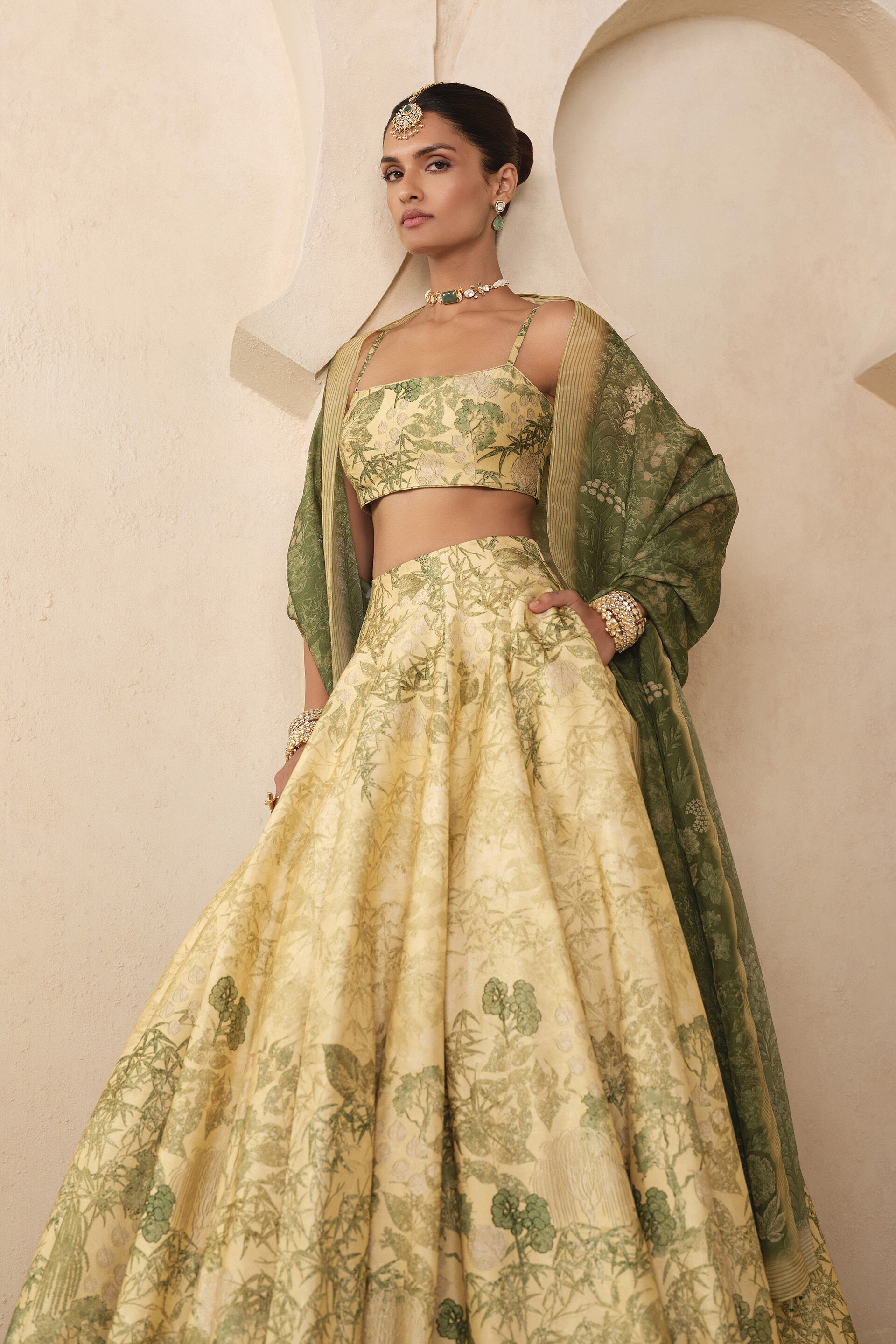Suha Lehenga Set - Yellow, Yellow, image 3