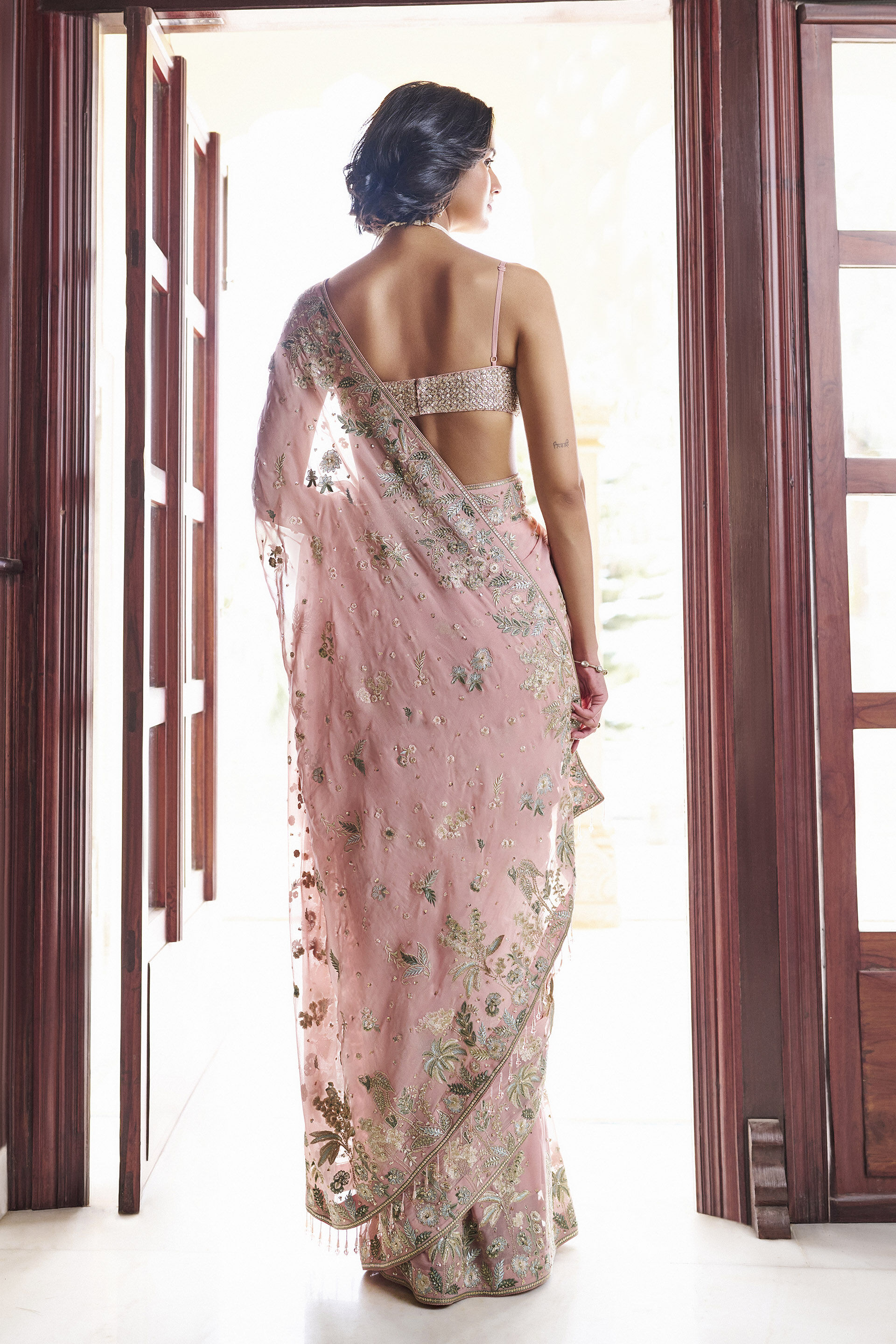 Legacy Embroidered Saree - ​Blush