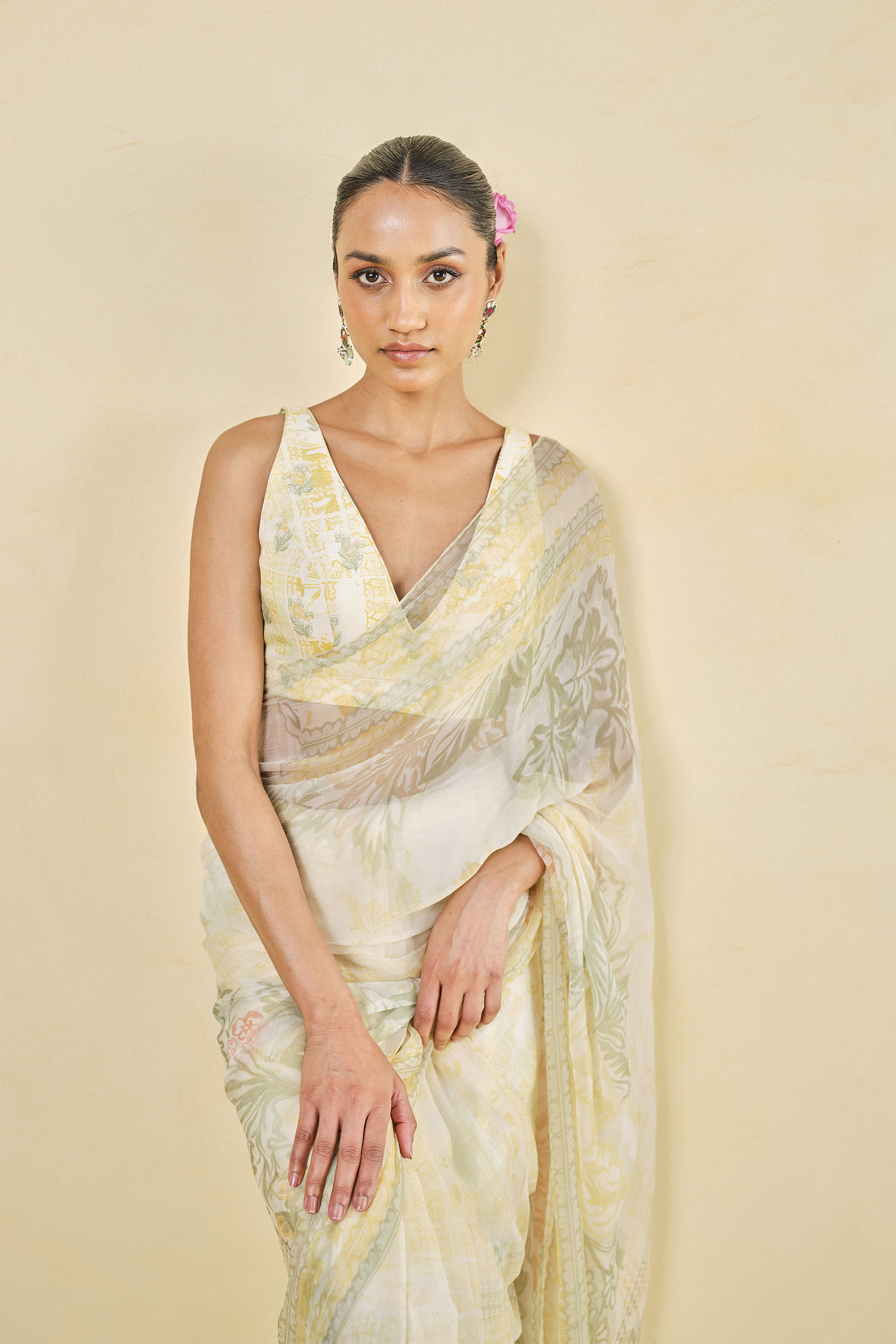 Cerrado Lyocell Saree, Yellow, image 4