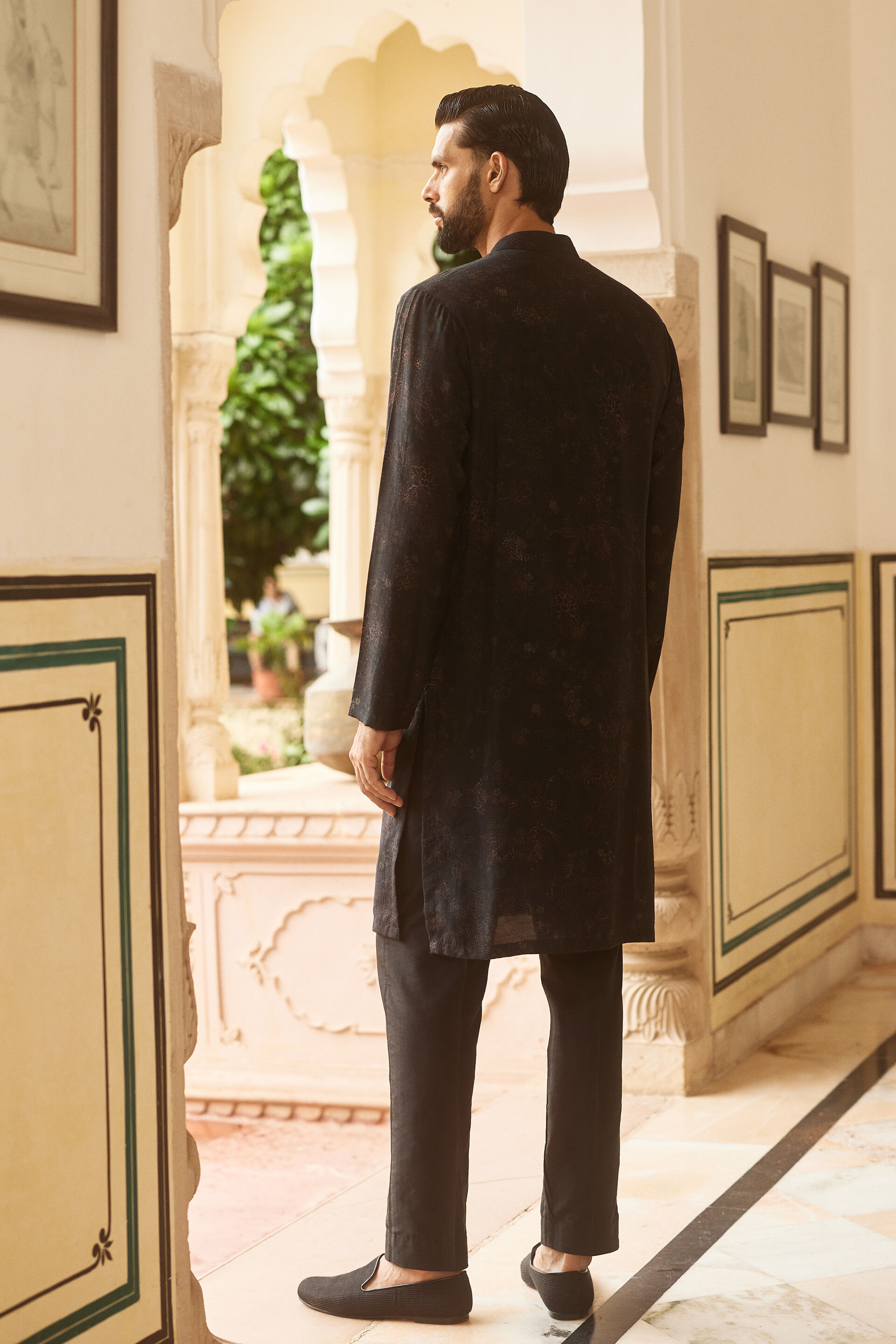 Samit Silk Kurta - Black