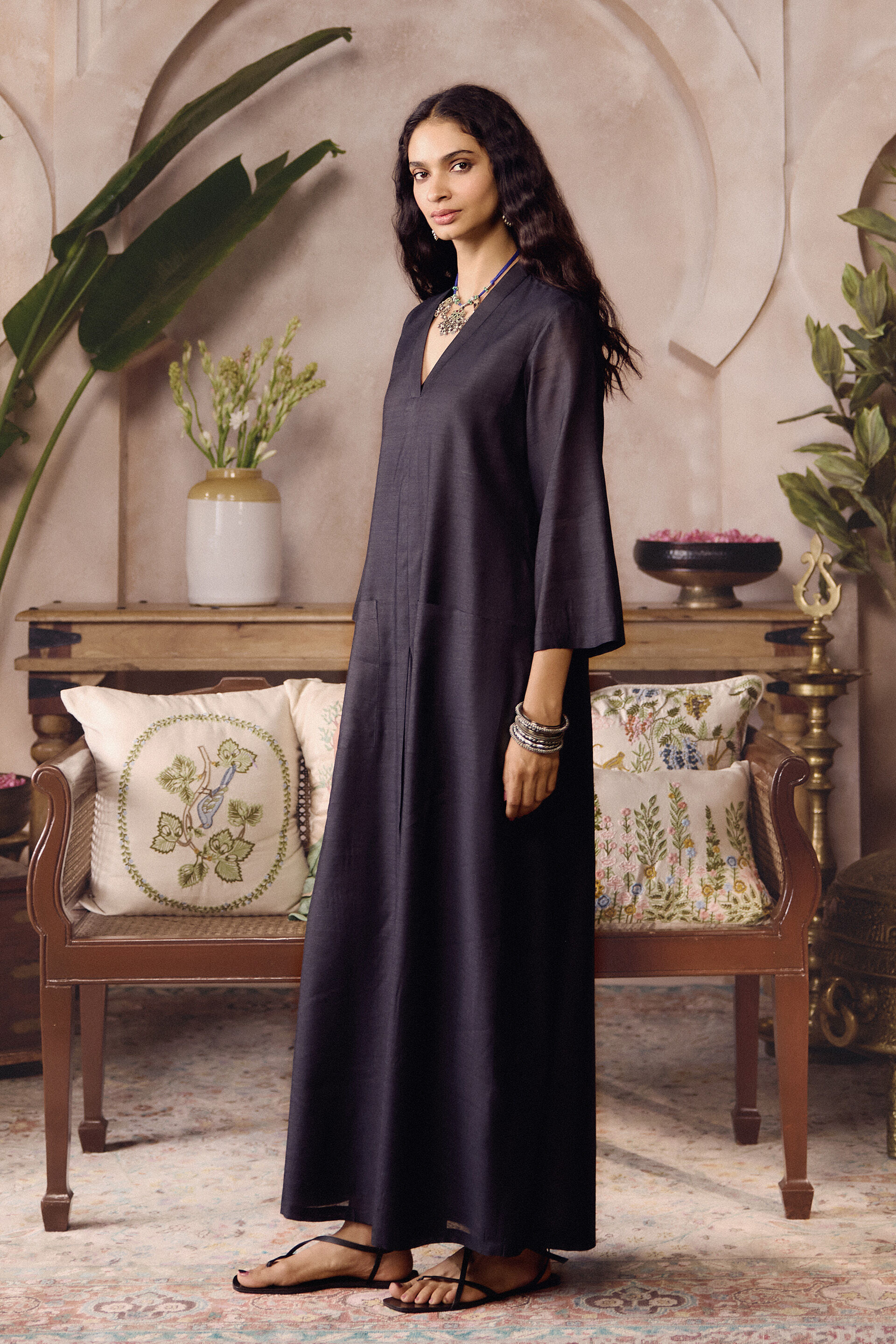 Halfeti Silk Dress - Black, Black, image 3