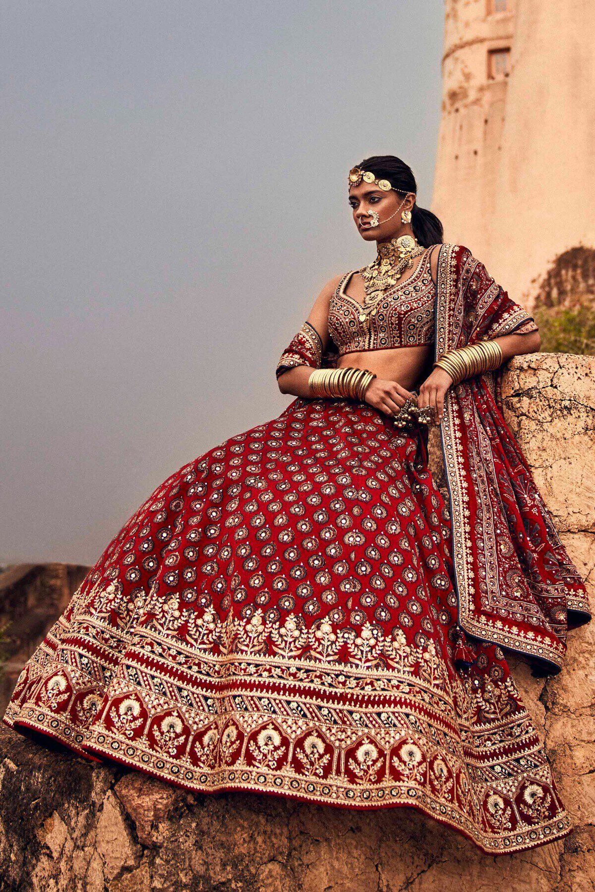 Anita dongre 2025 red bridal lehenga