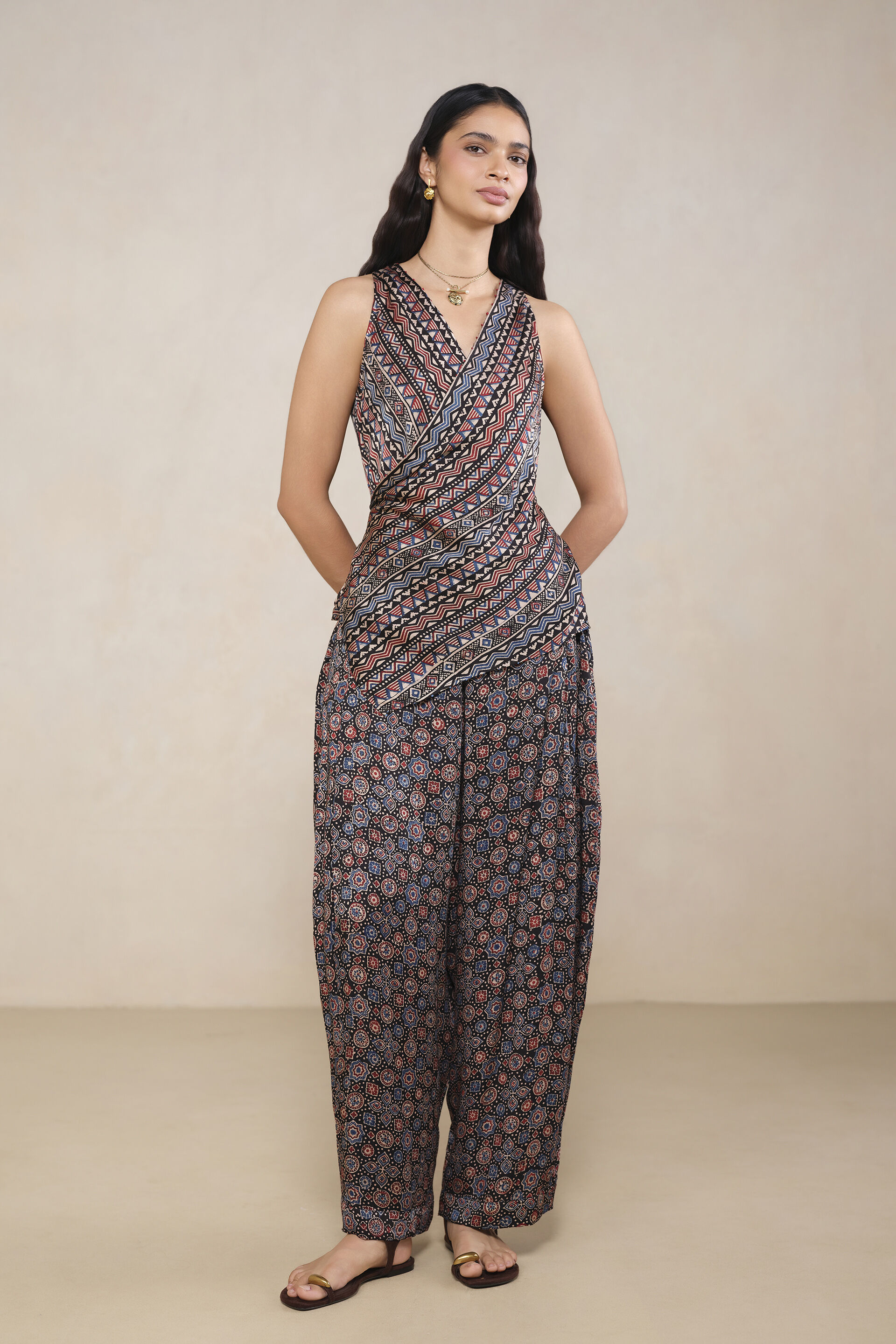 Suvai Ajrakh Hand-block Printed Co-ord in Black