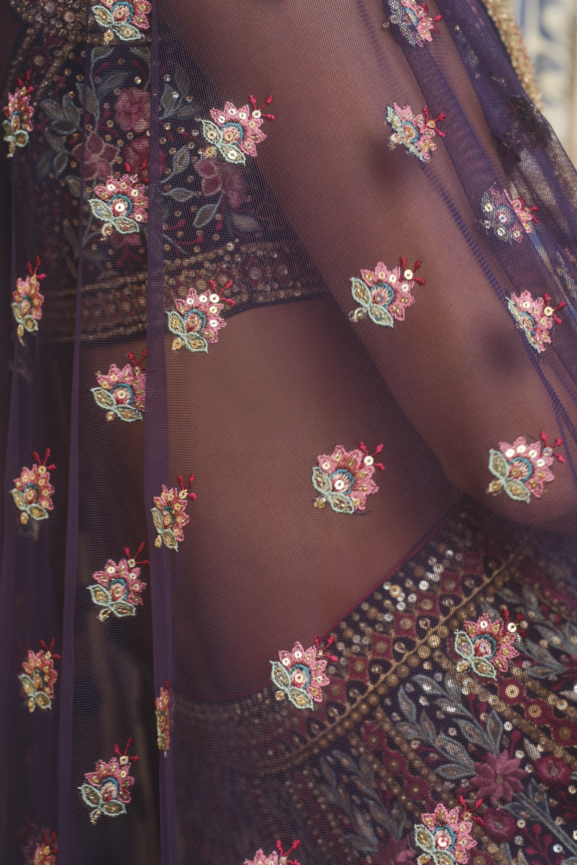 Toyam Embroidered Zardozi Silk Lehenga Set - Blue, Blue, image 5