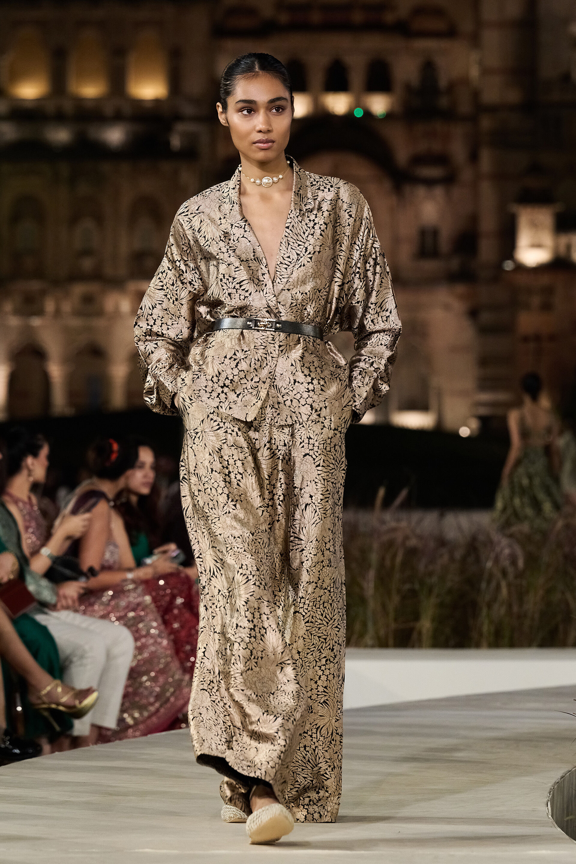 Divolka Handwoven Benarasi Silk Jacket Set - Black