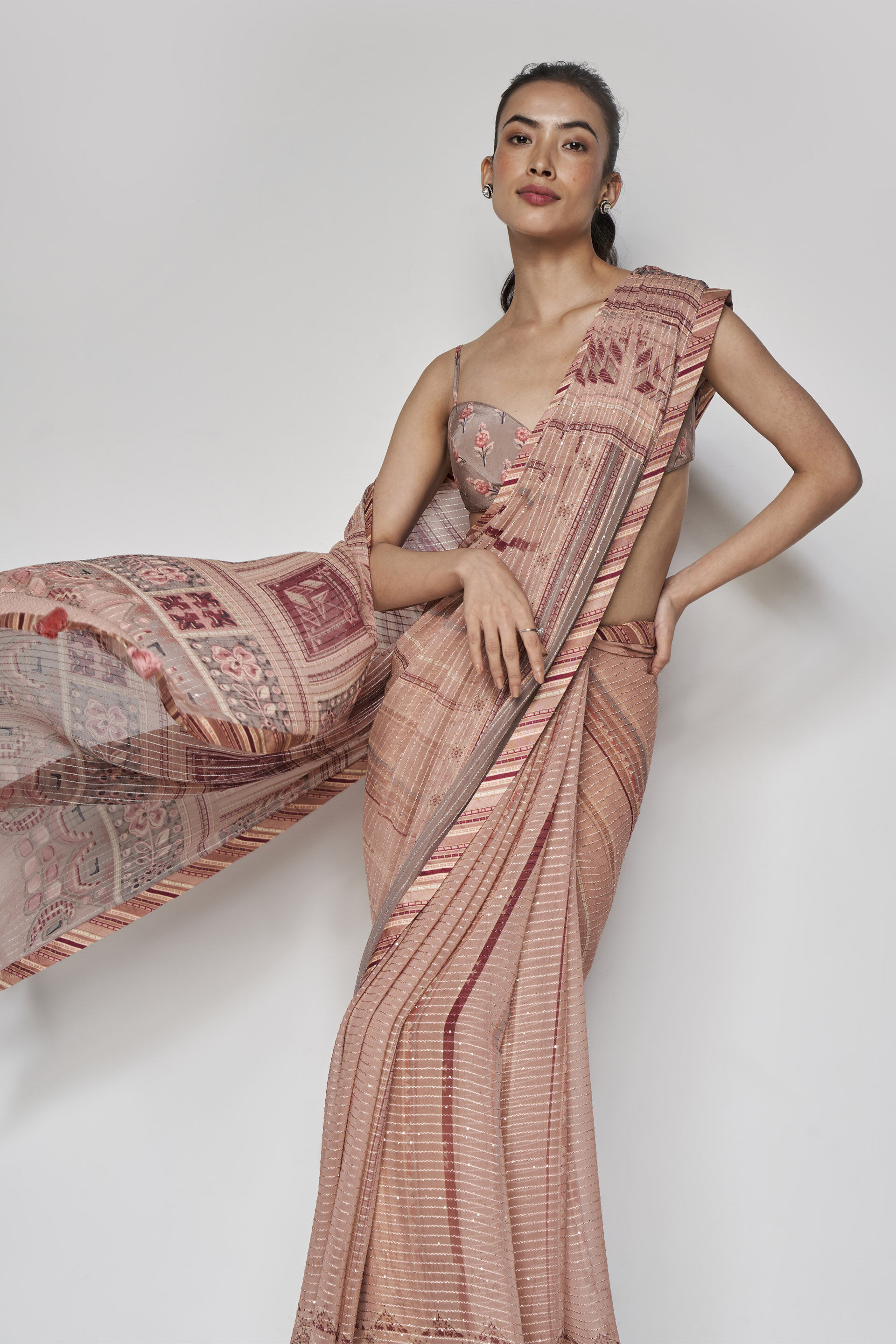 Roksanda Saree Set, Onion Pink, image 5