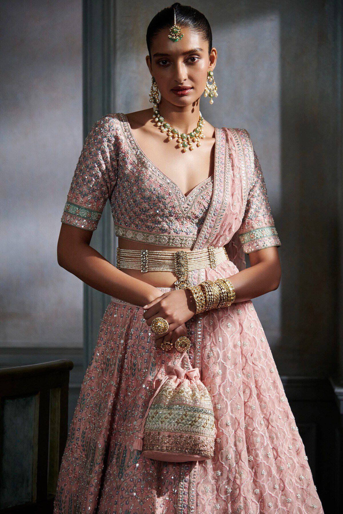 Aeindri Lehenga Set - Blush