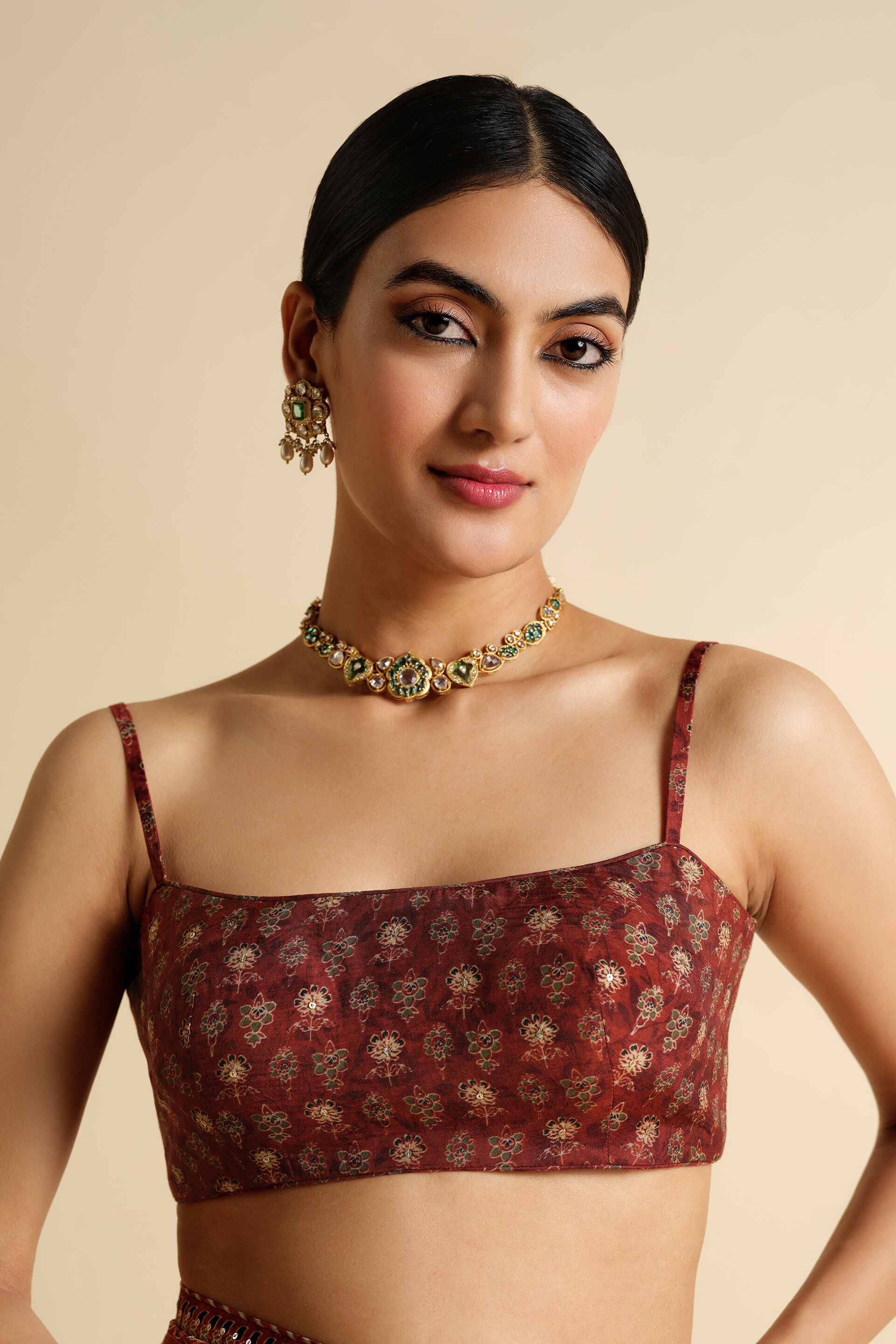 Apramiti Sequin Saree - Red, Red, image 4