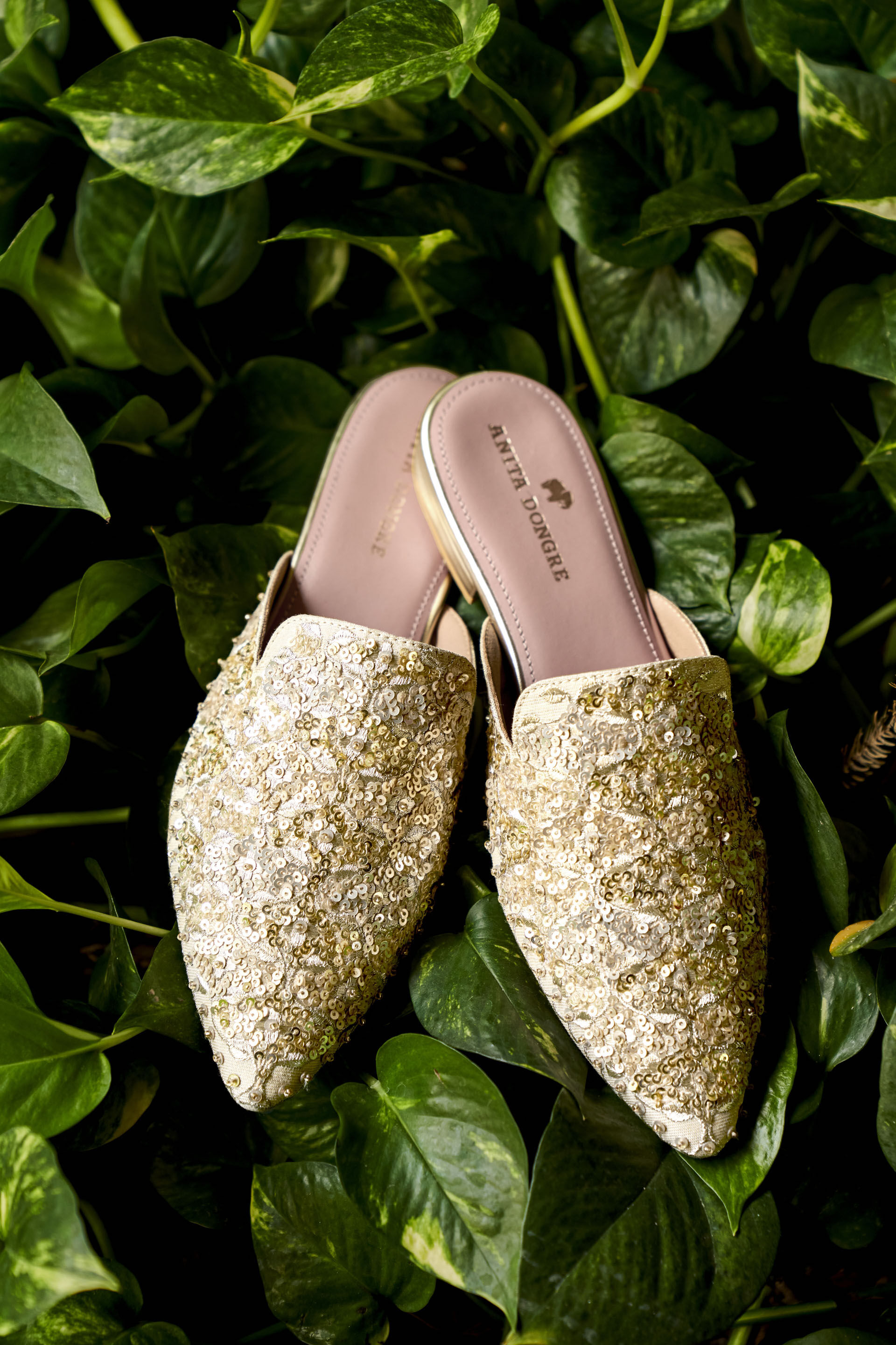 Golden Bloom Mules - Gold