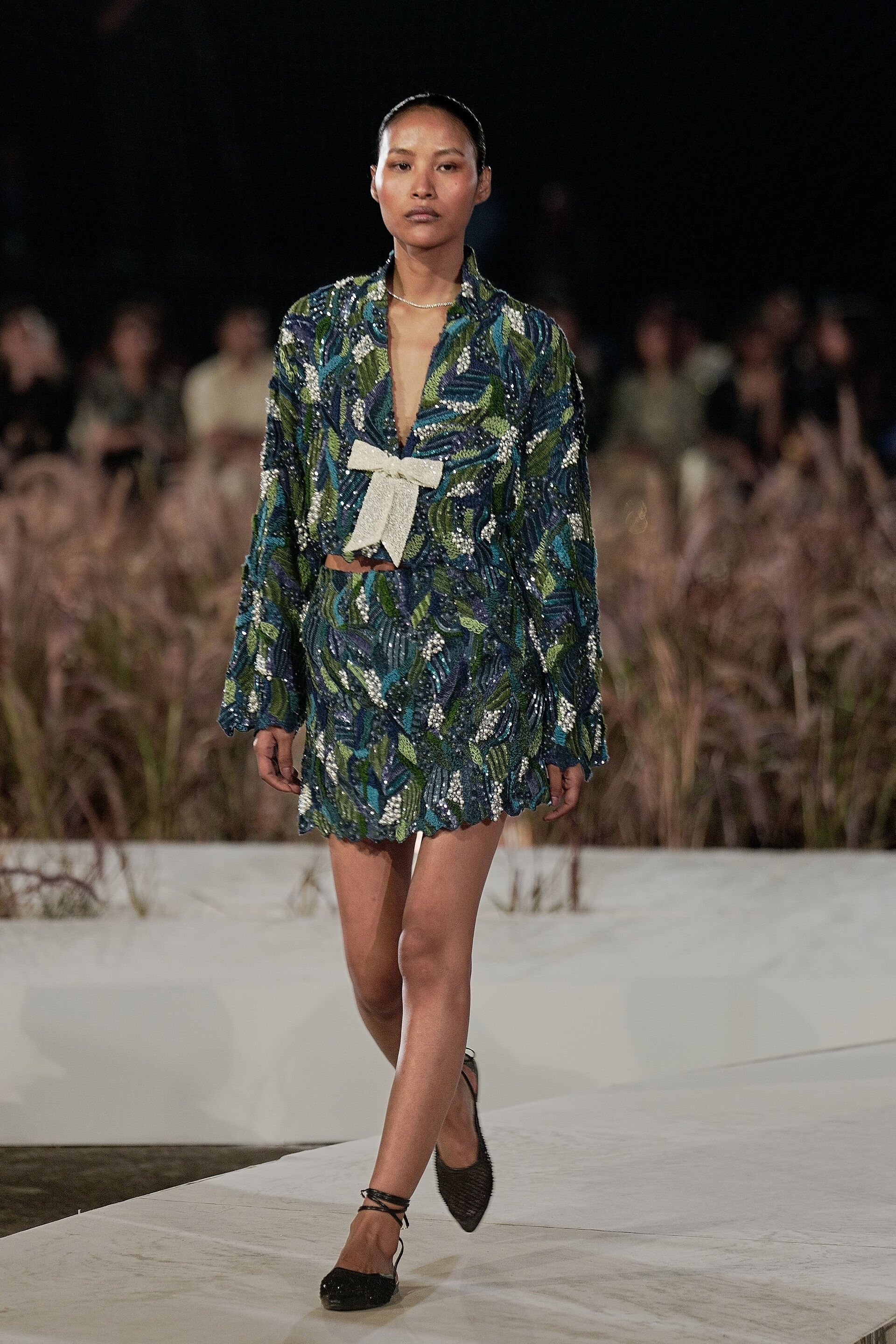 Azfrida Embroidered Skirt Set - Blue