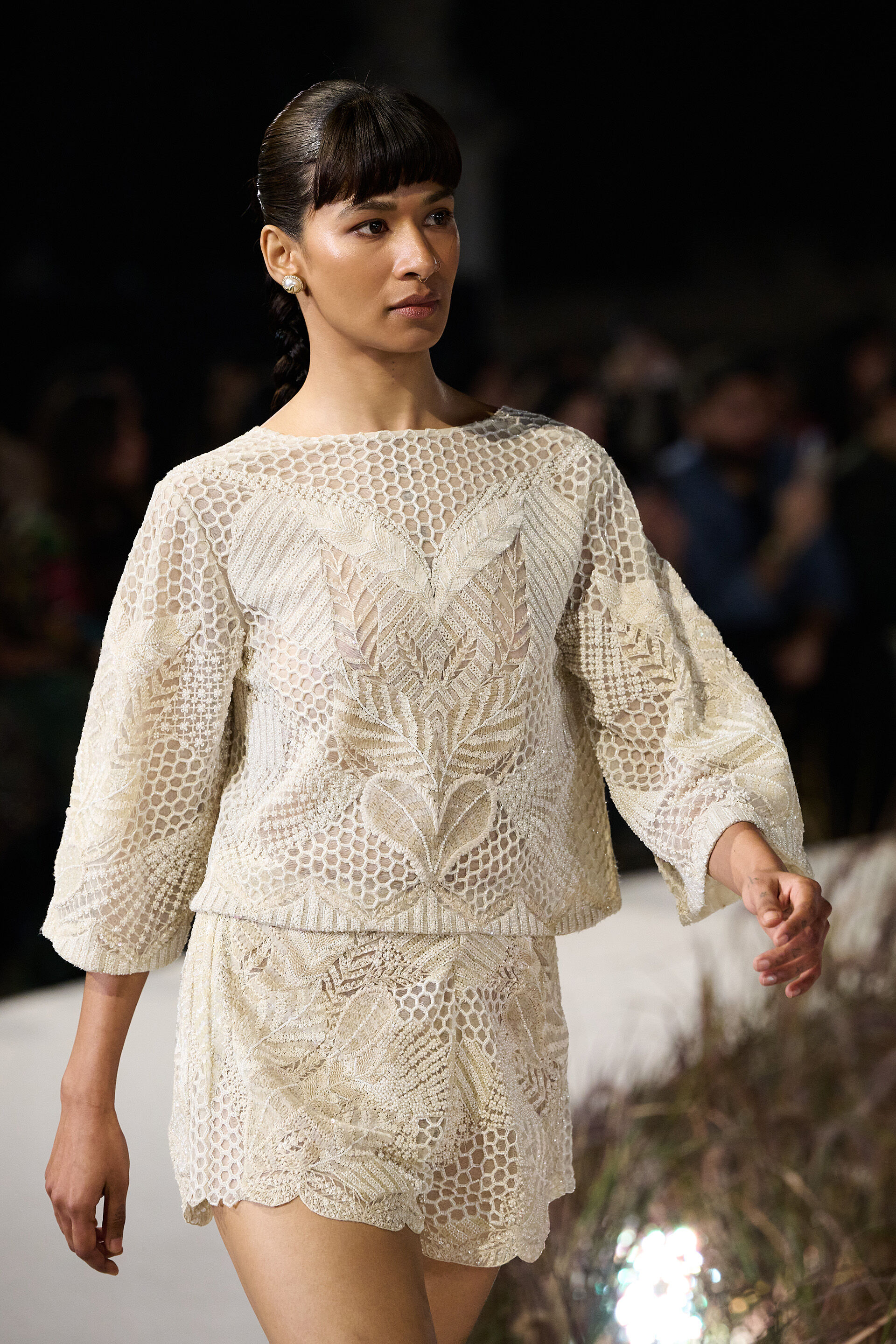 Azilis Embroidered Silk Co-ord - Ivory