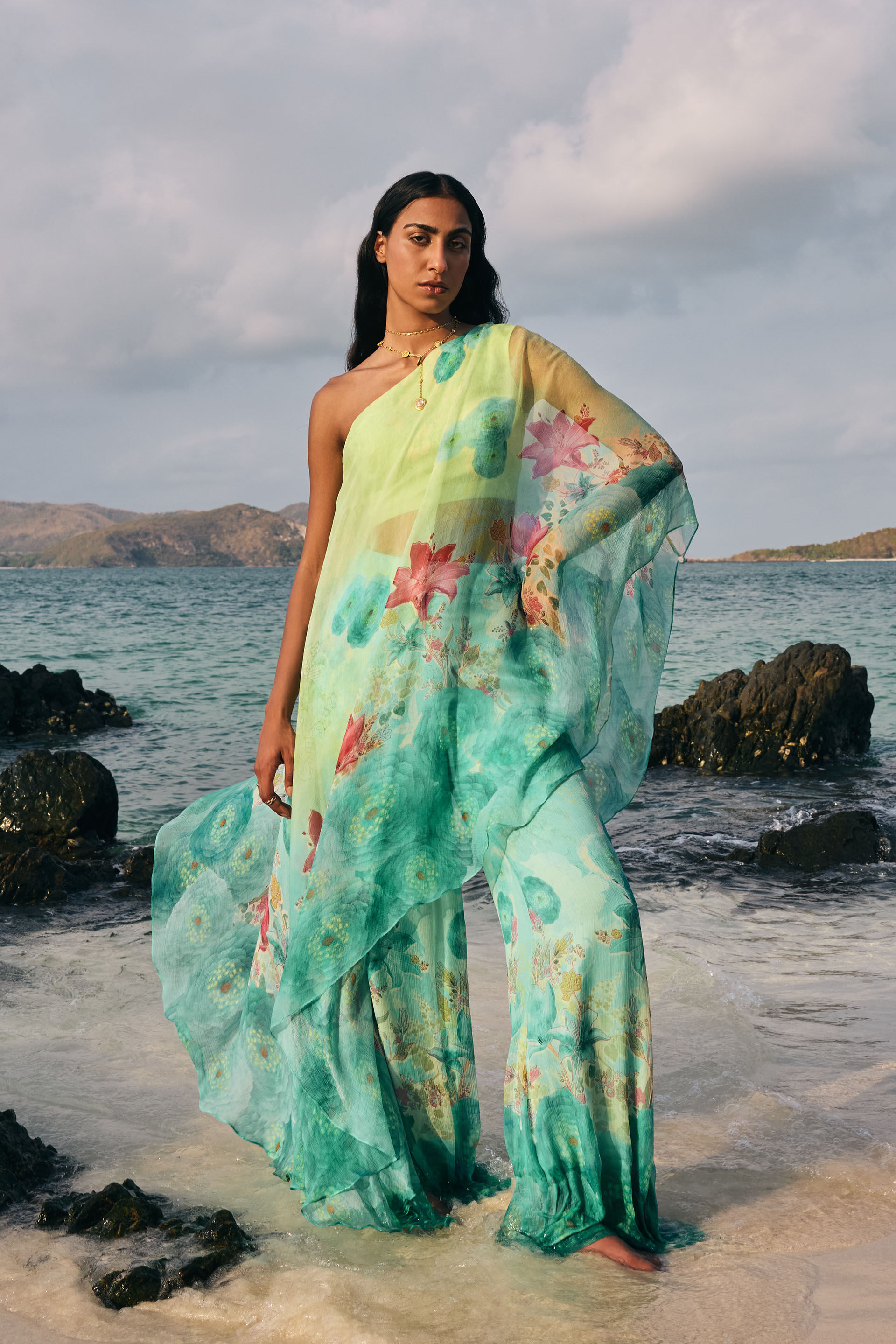 Skua Chiffon Palazzo Set - Yellow