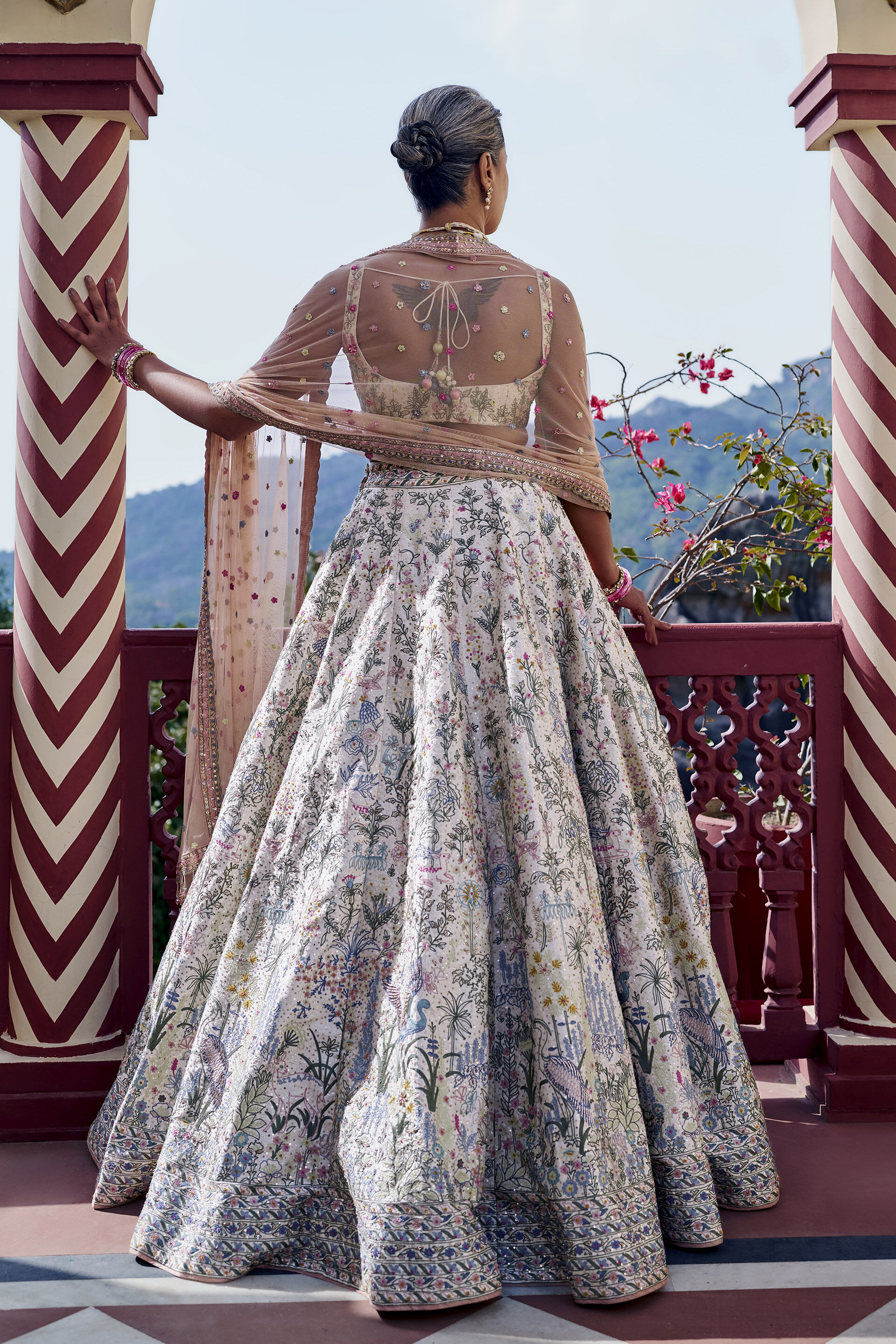 Luminous Embroidered Zardozi Silk Lehenga Set - ​Ivory, Ivory, image 2