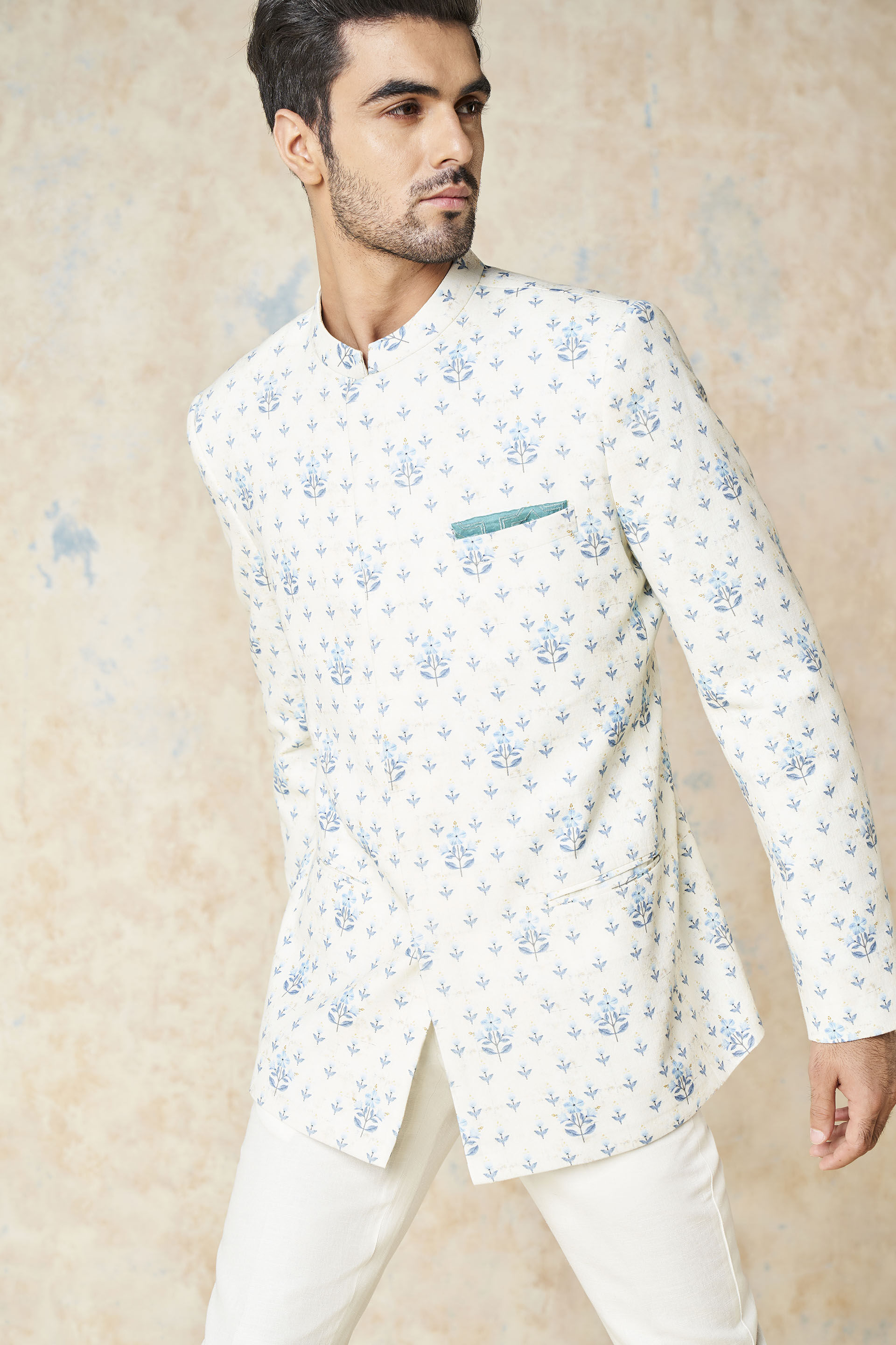 Idhayan Linen Bandhgala - Ivory, Ivory, image 4