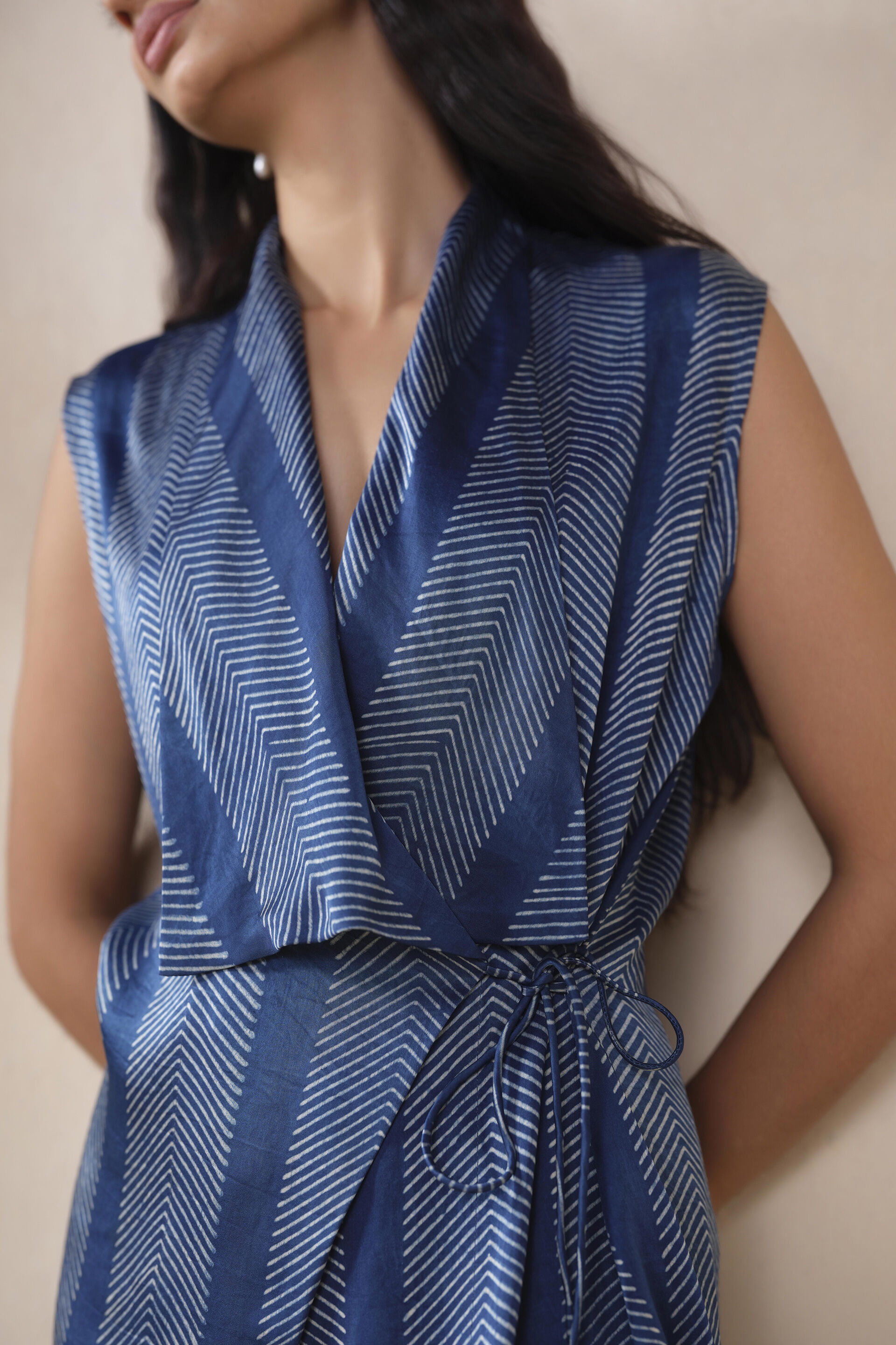 Gam Ajrakh Hand-block Printed Co-ord in Blue, Blue, image 4