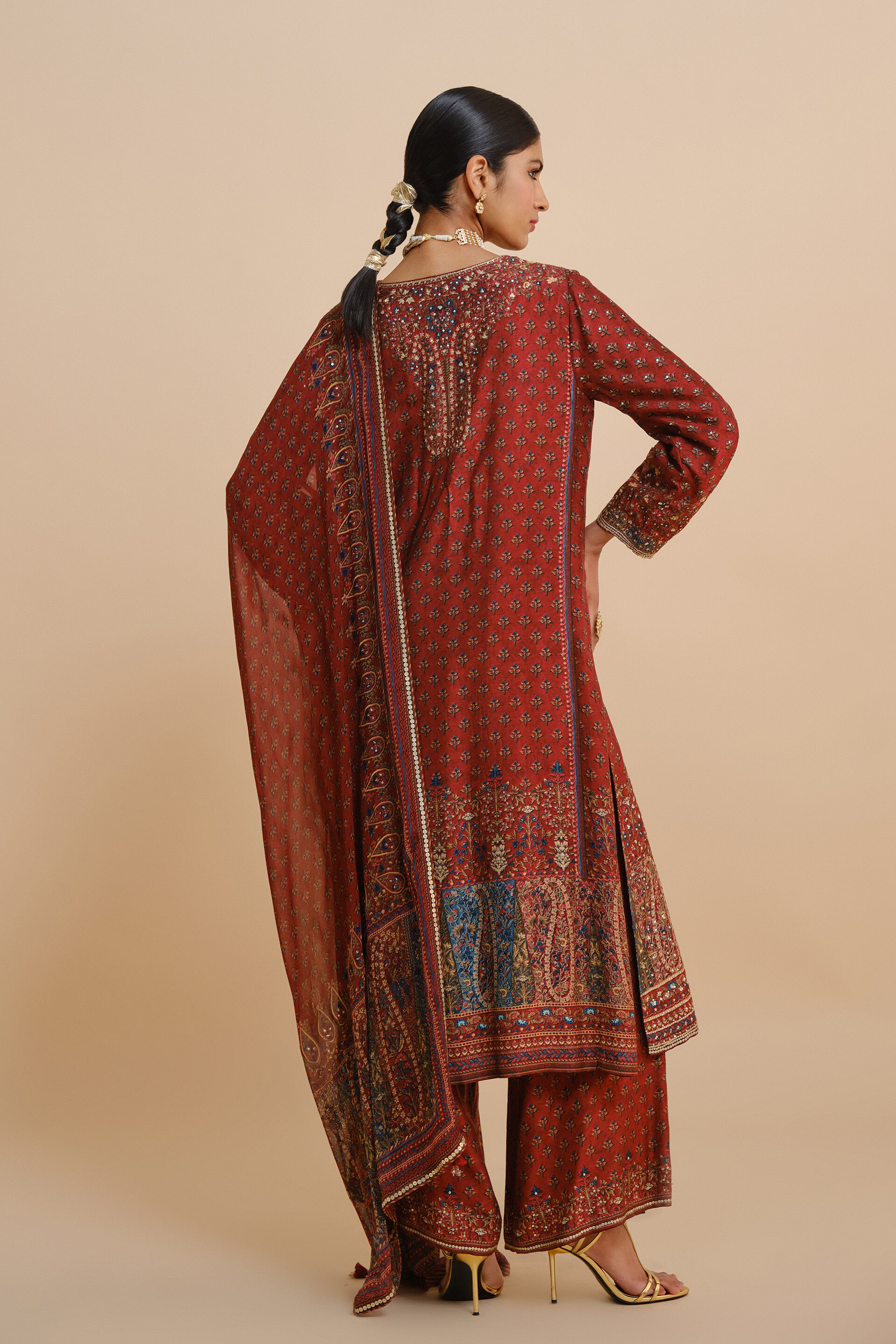 Amalaka Silk Suit Set - Red