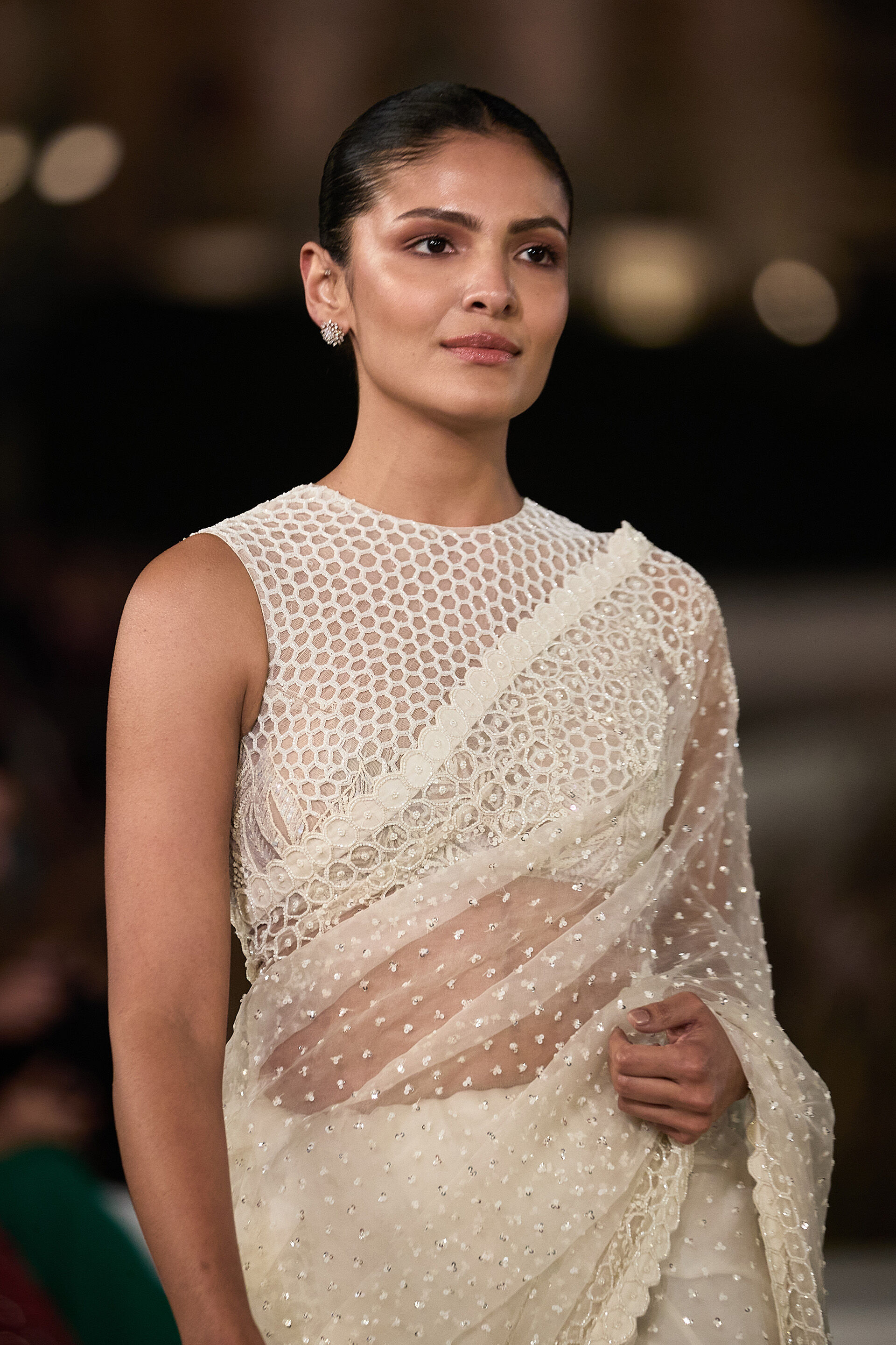 Nomeda Embroidered Silk Saree - Ivory