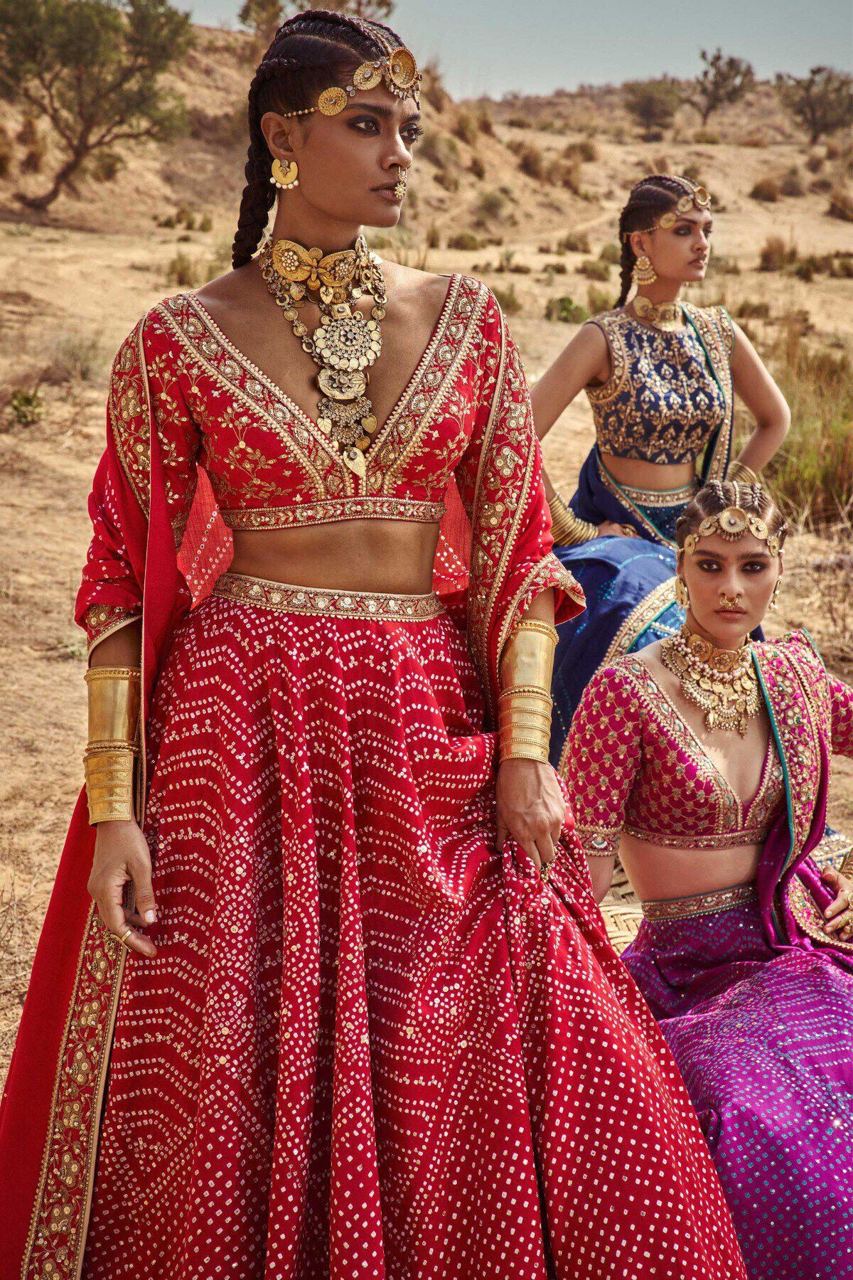 Bandhani on sale bridal lehenga