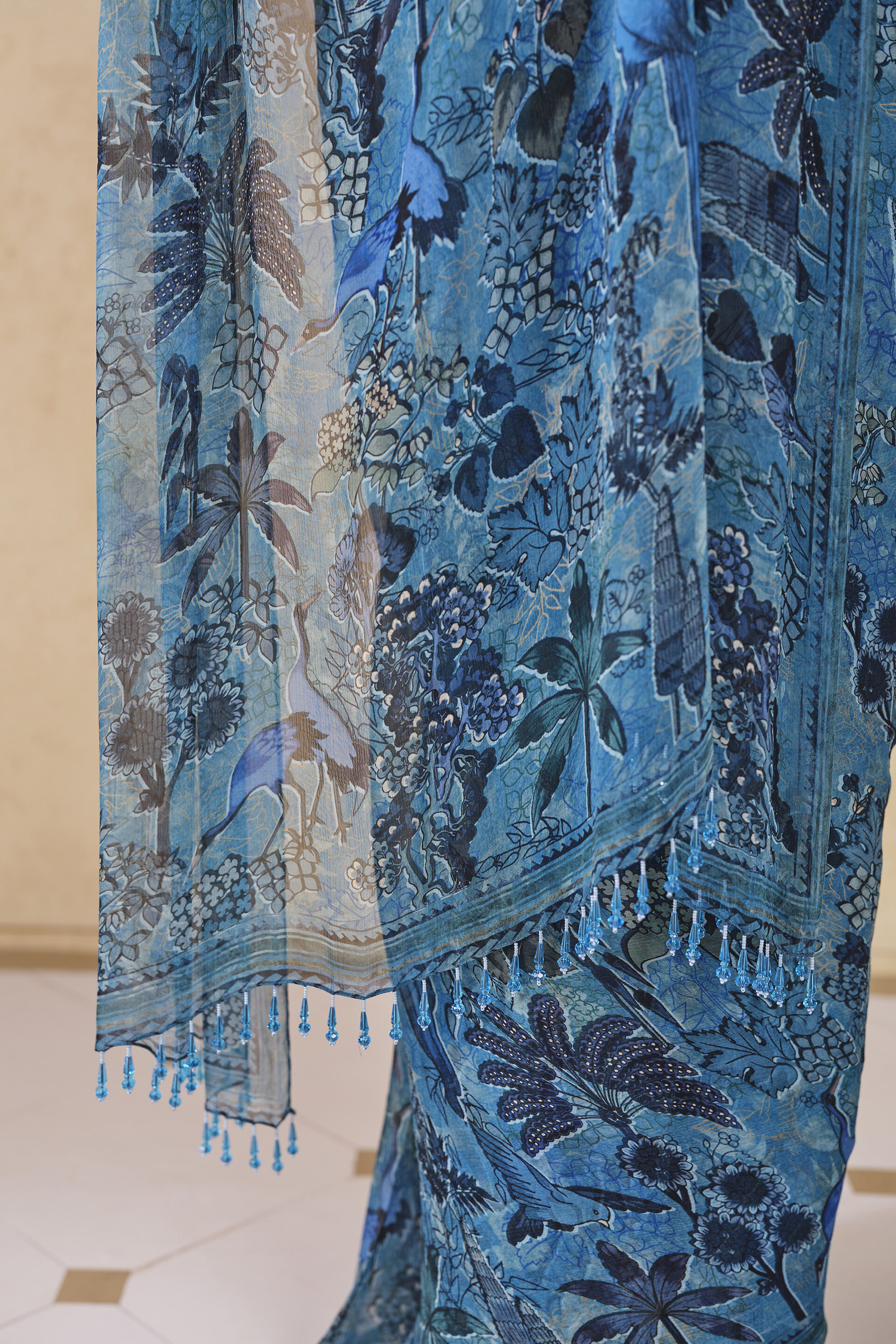 Avis Printed Saree - Blue, Blue, image 9