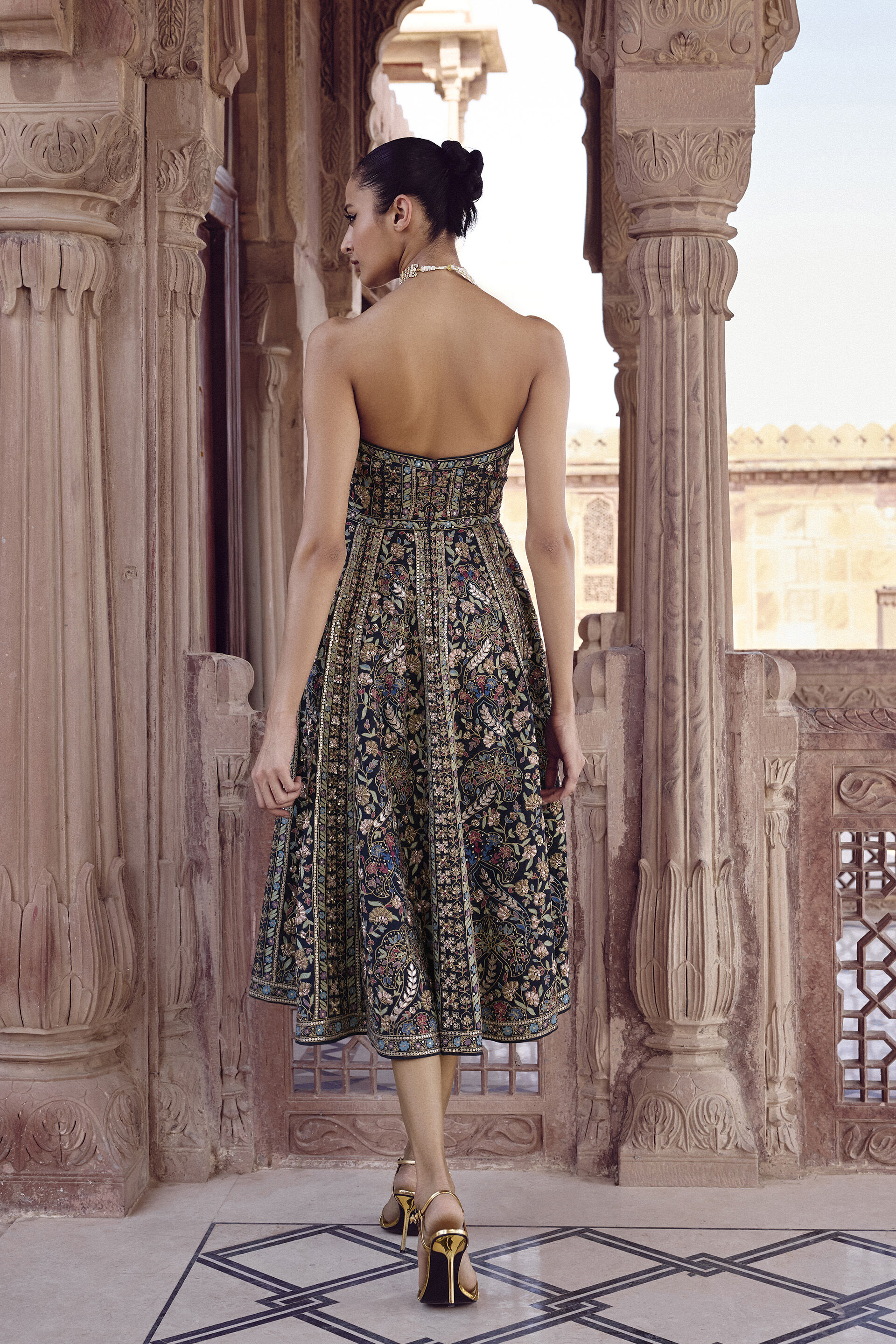 Nemora Embroidered Silk Dress - Green