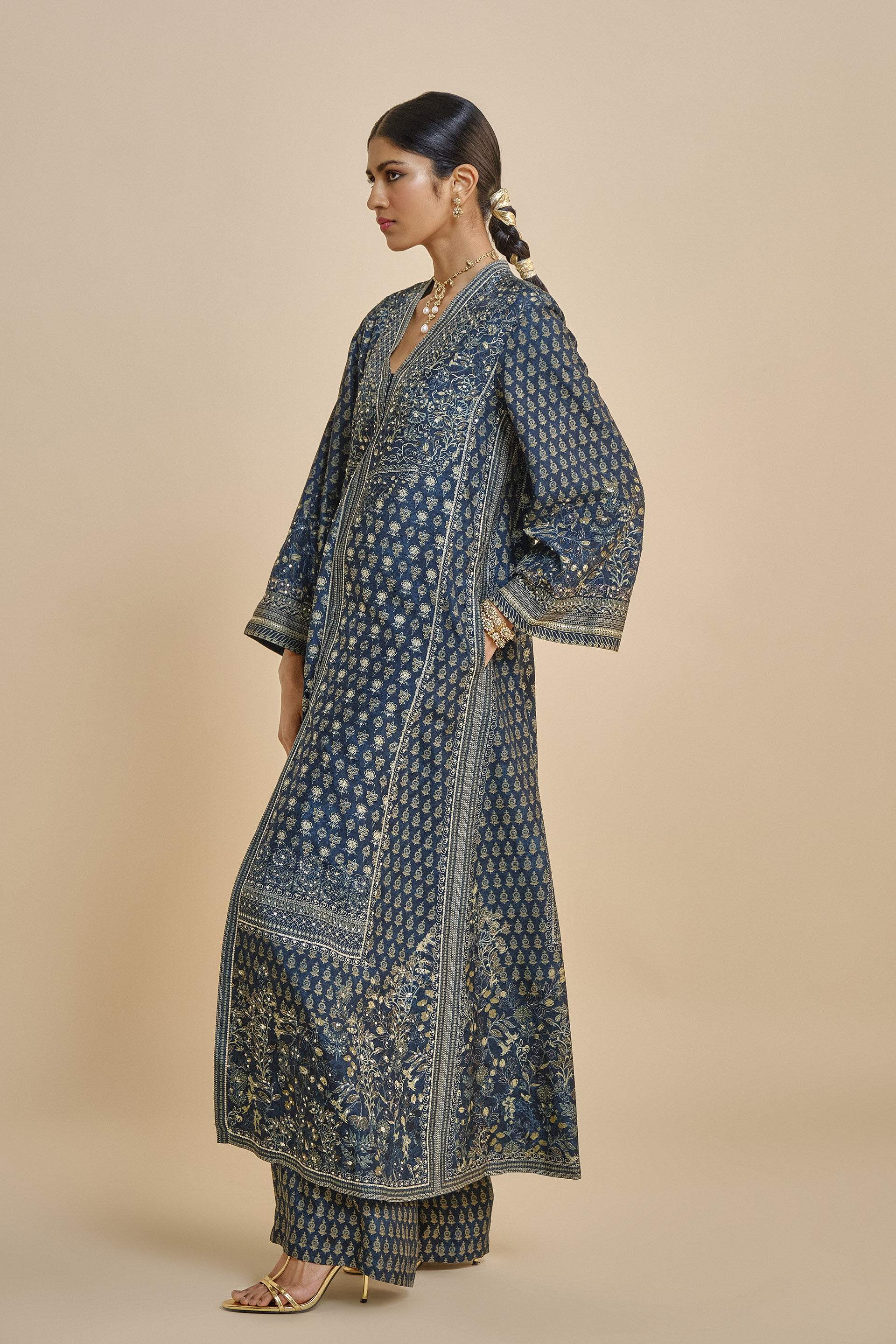 Androsa Silk Jacket Set - Blue, Blue, image 3