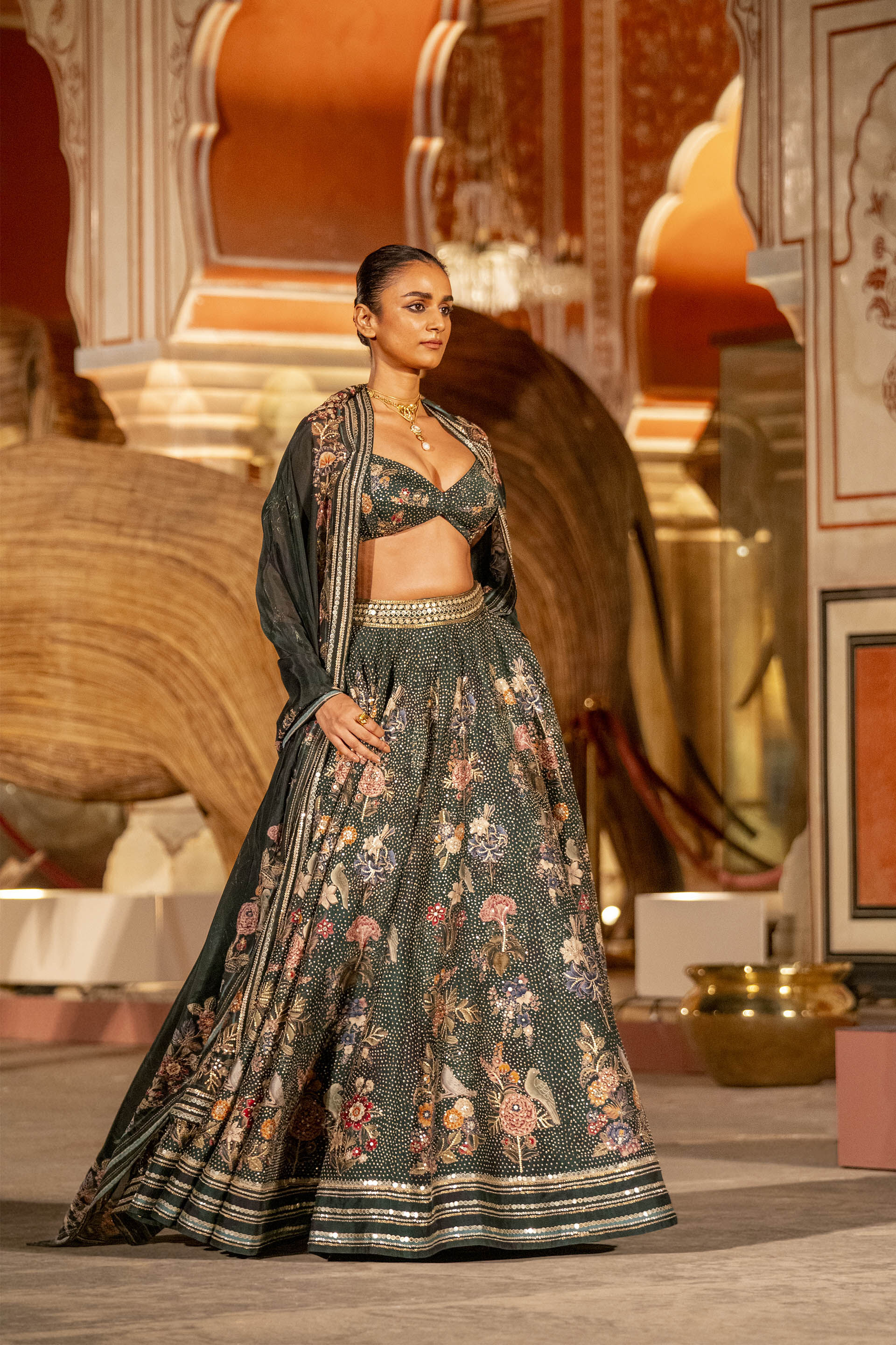 Whisper Of The Wildforest Lehenga Set - Green, Green, image 6