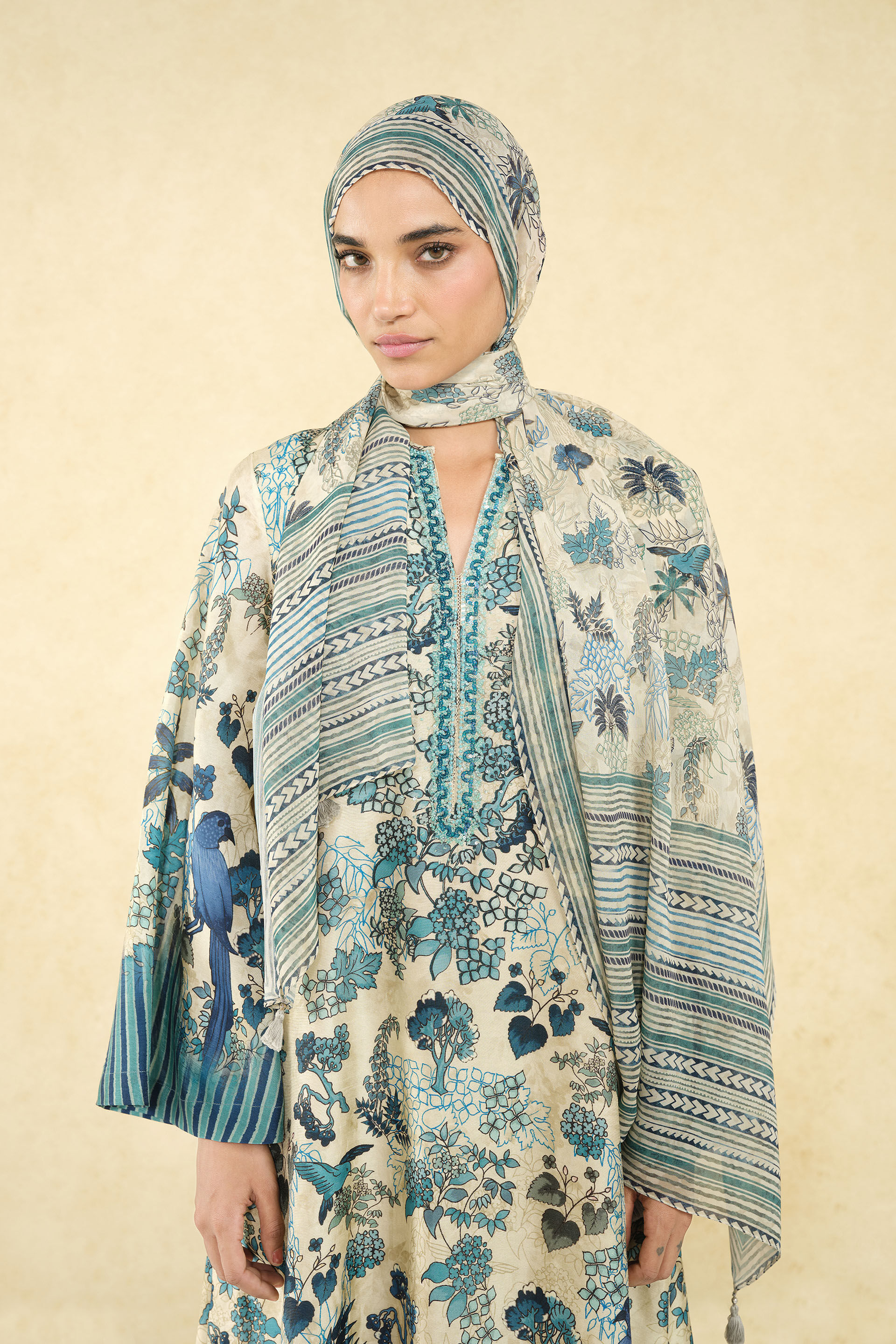 Avis Printed Stole - Grey, Grey, image 1