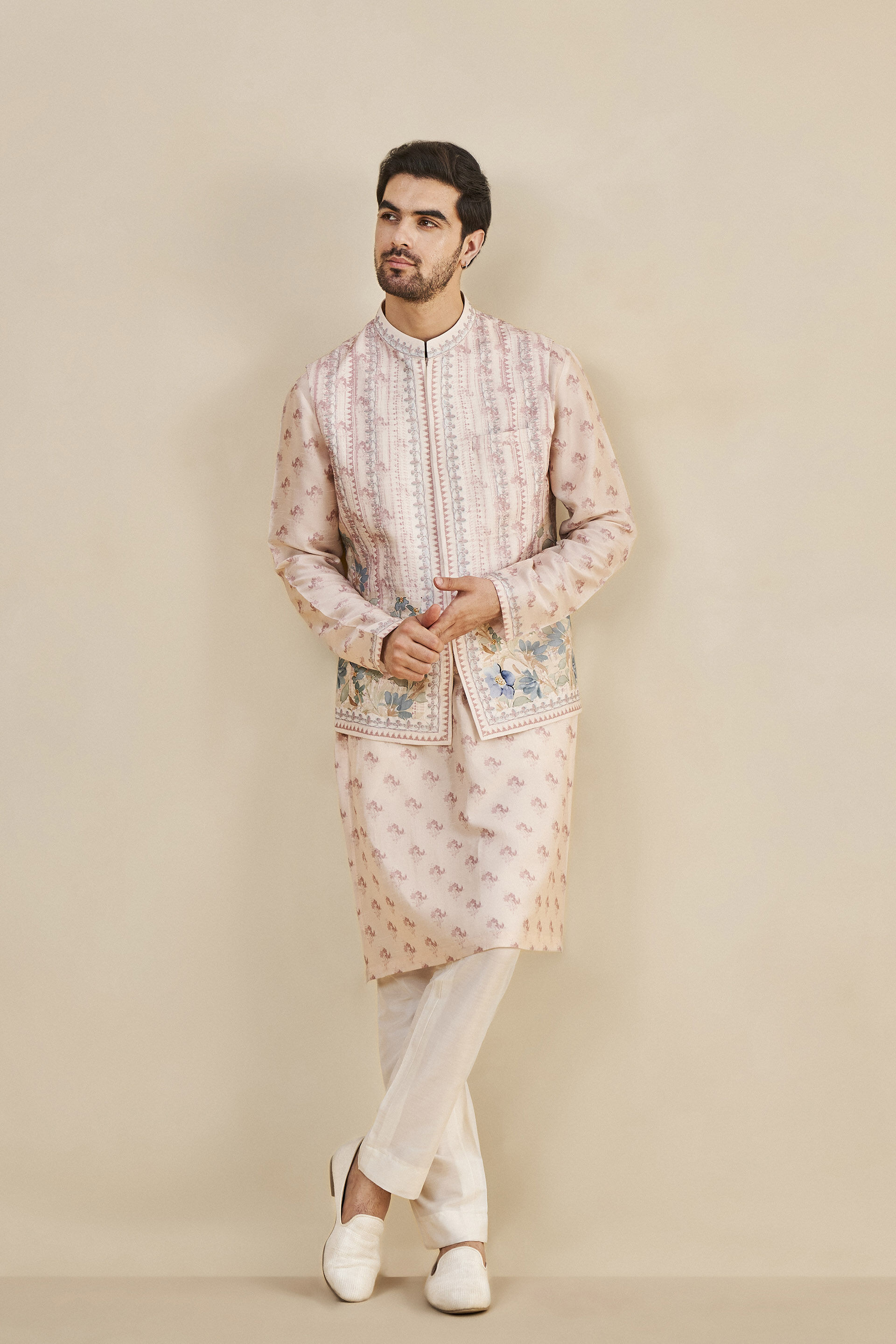 Rohak Nehru Jacket - Salmon, Salmon, image 1