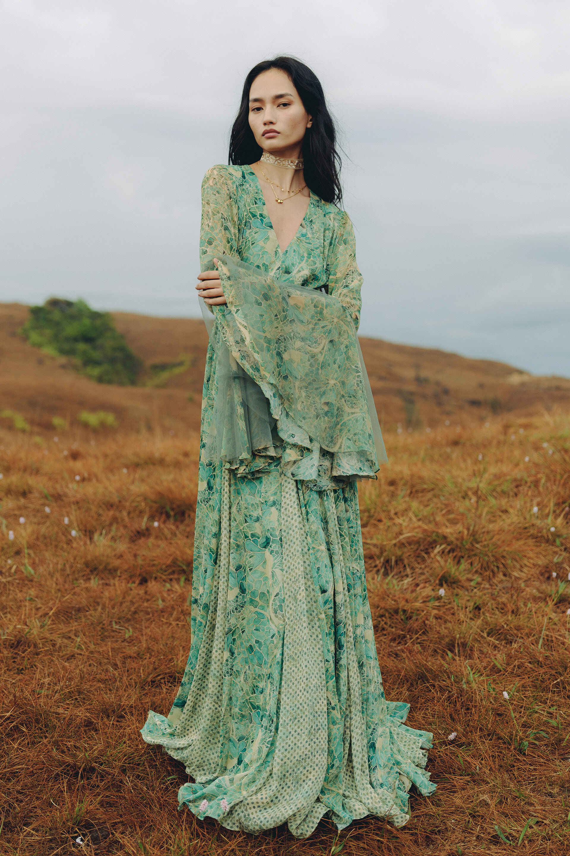 Kumi Bemberg Kaftan - Green, Green, image 1