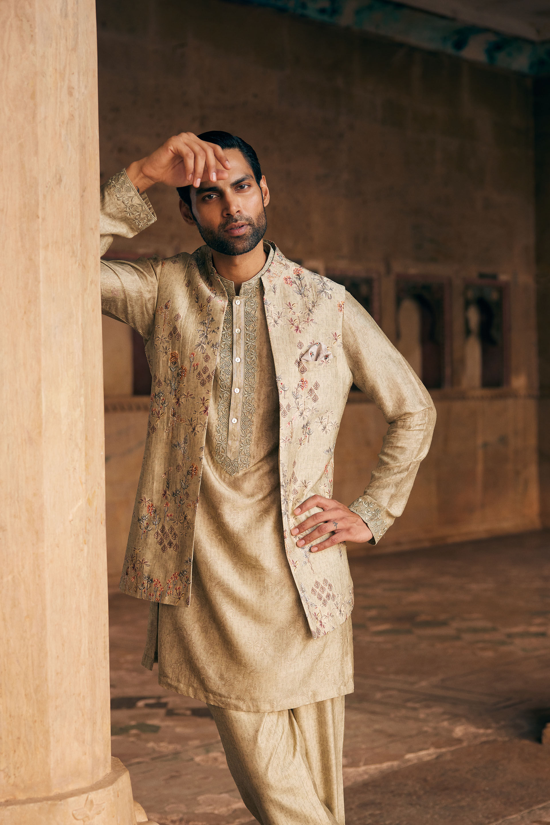 Cream color nehru jacket store