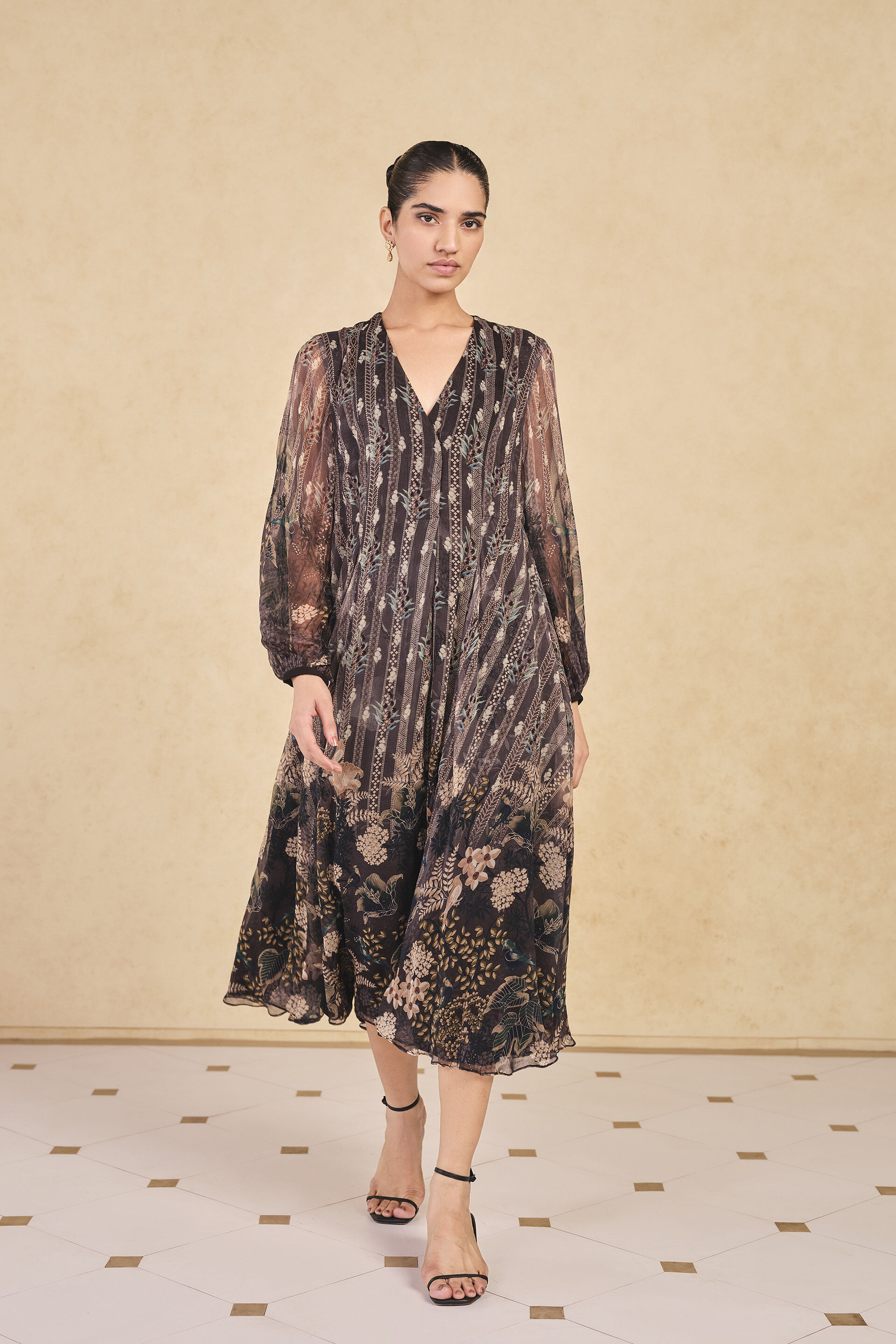 Jumaana Printed Dress - Black, Black, image 1