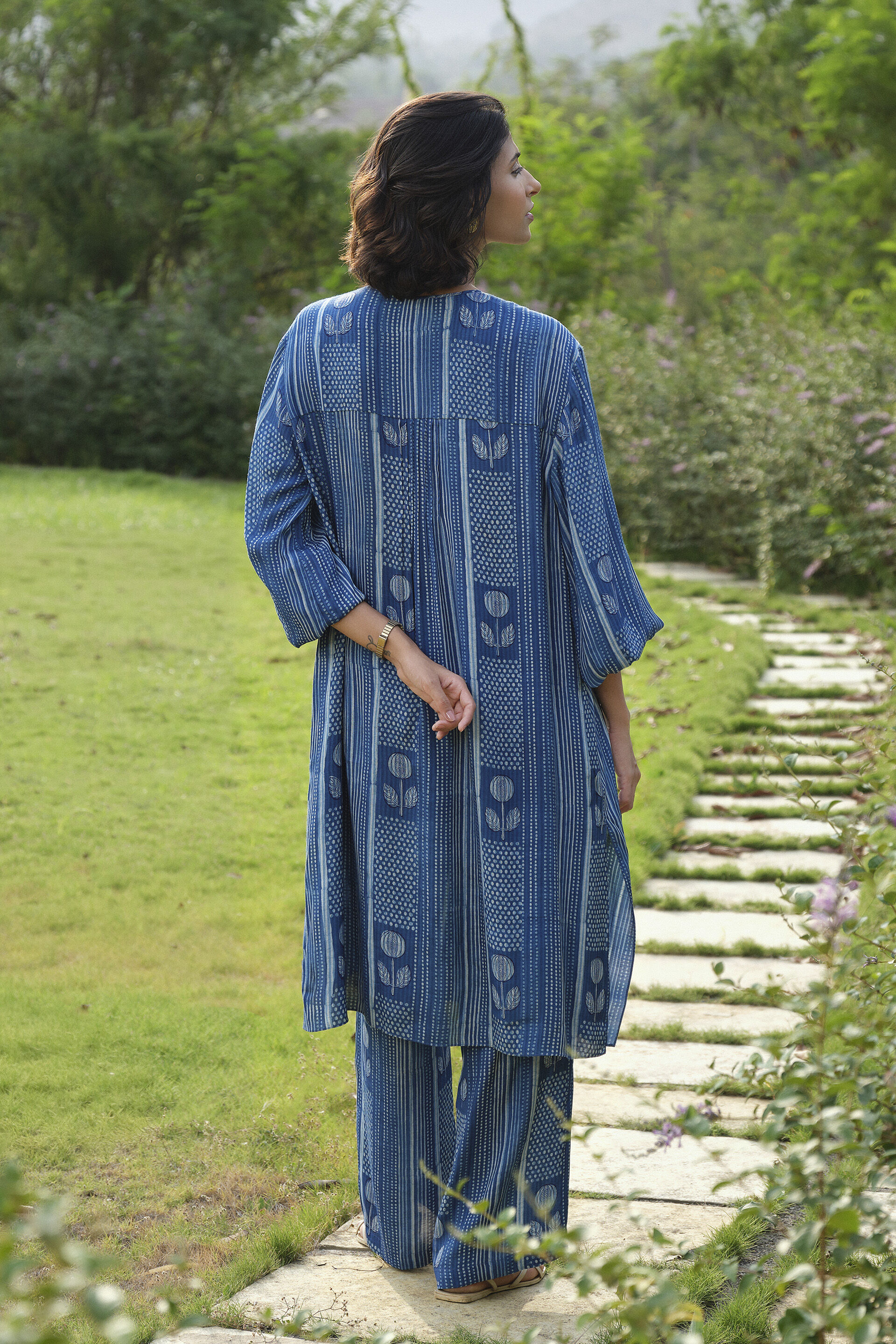 Laguna Hand-block Printed Mul Co-ord - Indigo