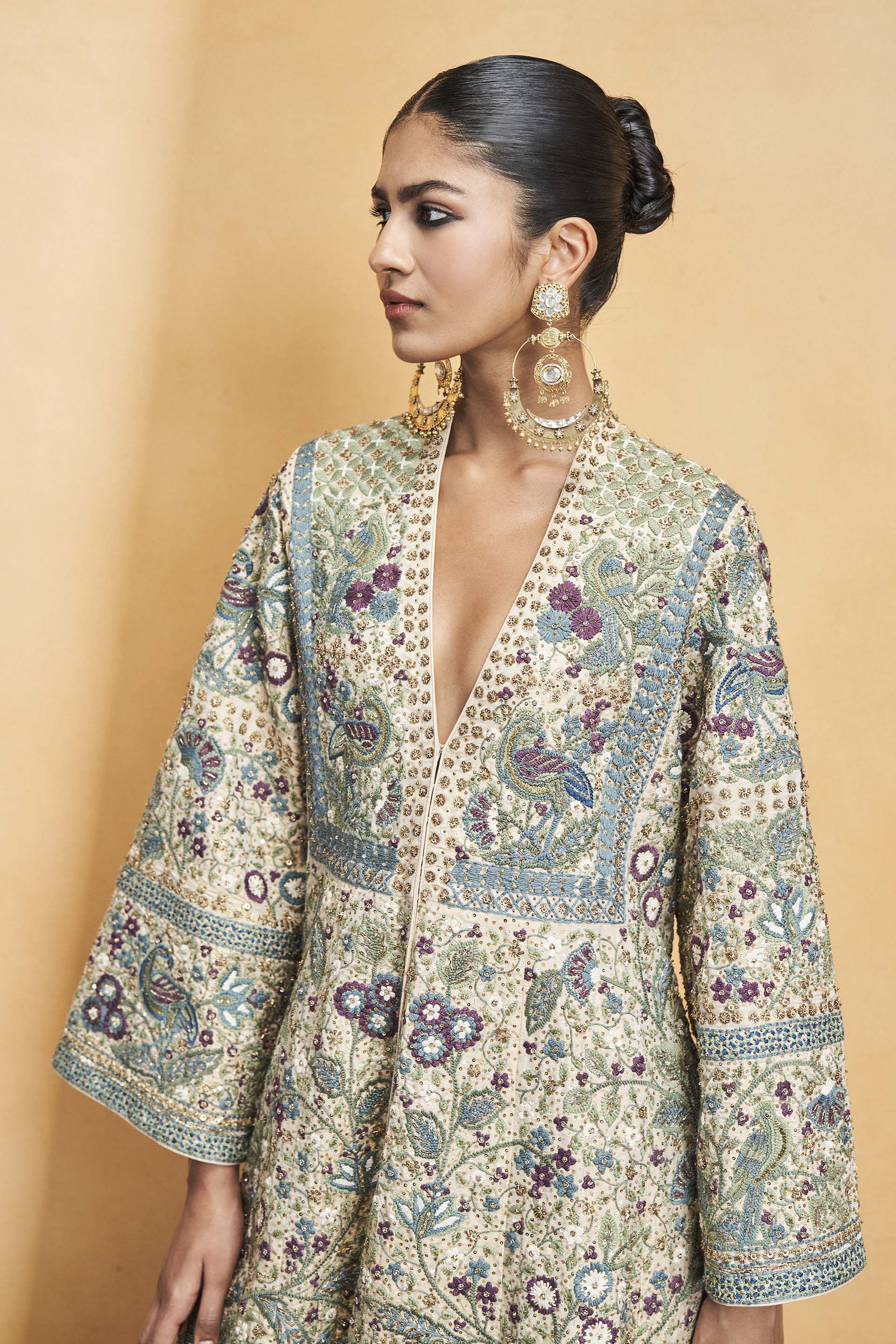 Flora and Fauna Zari Kurta Set - Gold, Gold, image 6