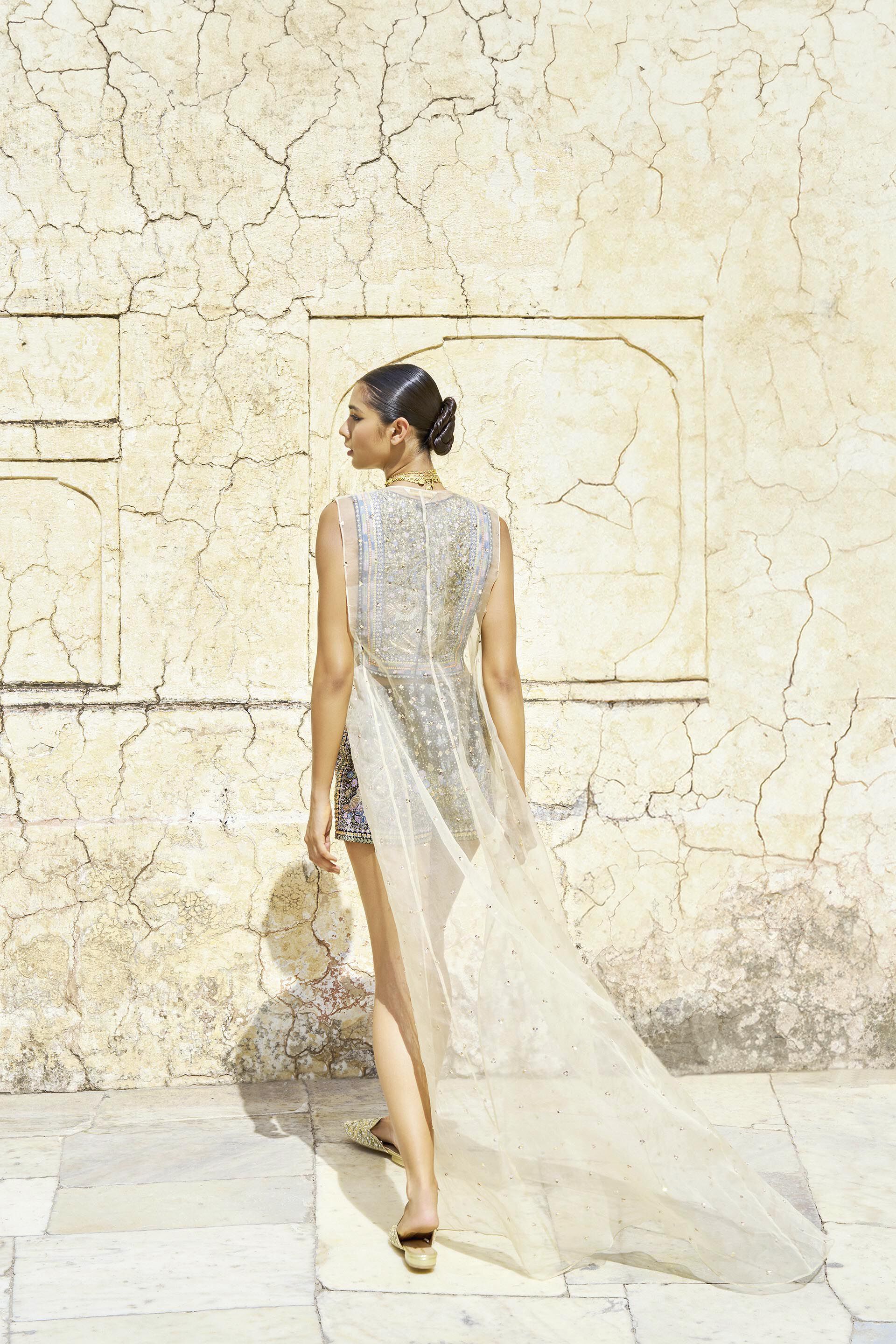 Gleam Of The Forest Silk Cape - Beige, Beige, image 2