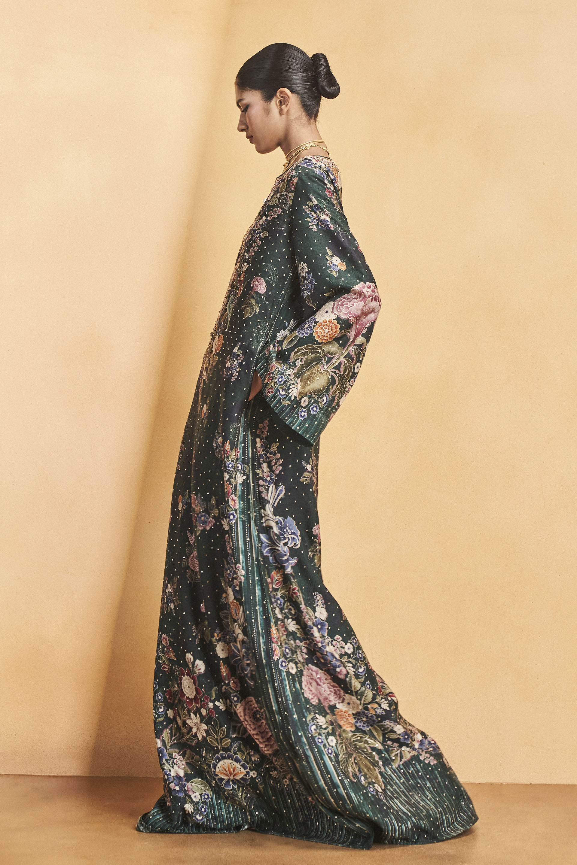 Life Of The Nightforest Embroidered Zardozi Kaftan - Green, Green, image 2