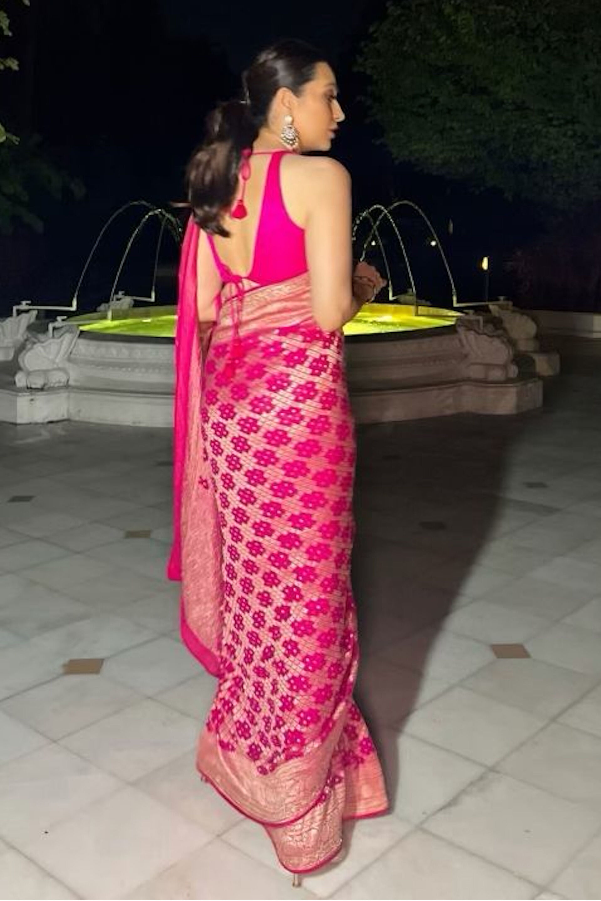 Gul Benarasi Silk Gota Patti Saree - Pink, , image 4