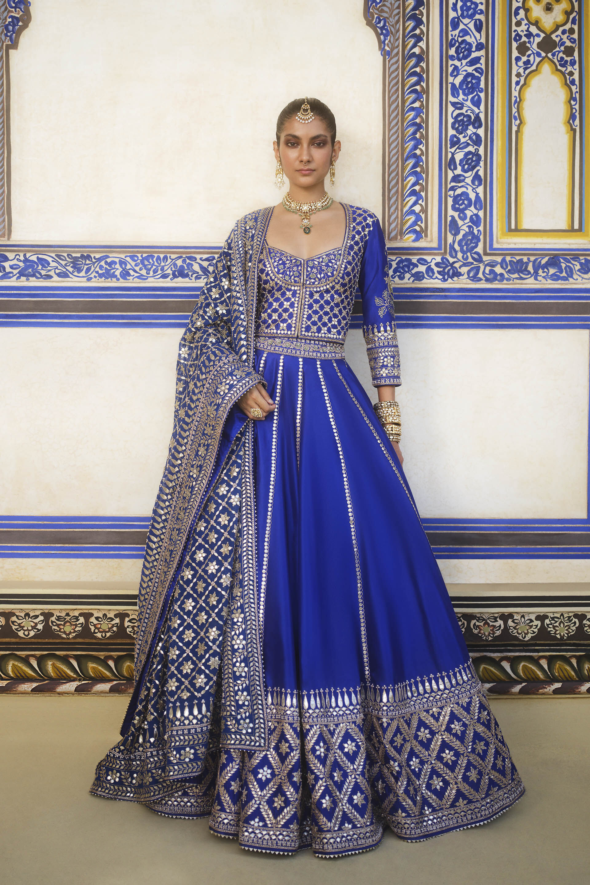 Ambar Gota Patti Silk Lehenga Set Blue