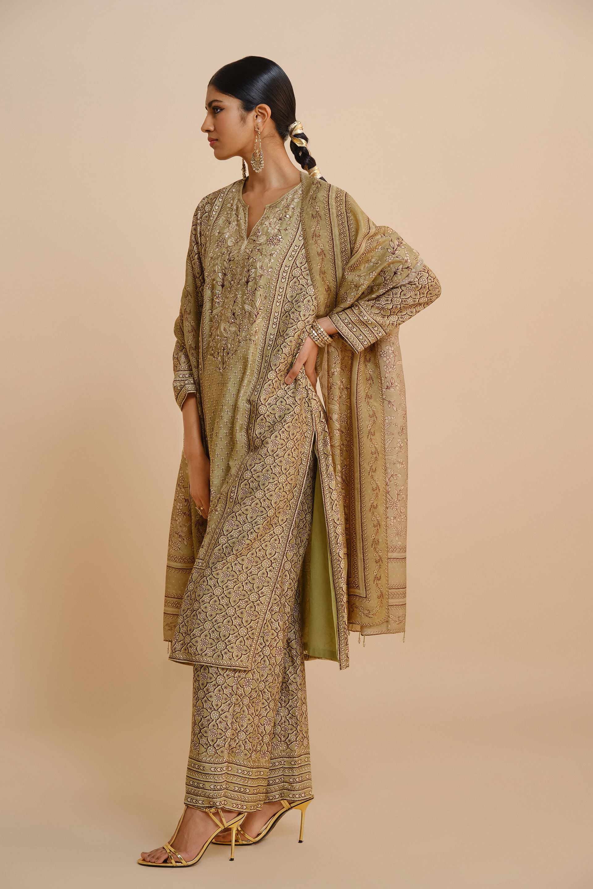 Rimaza Silk Suit Set - Sage, Sage, image 5