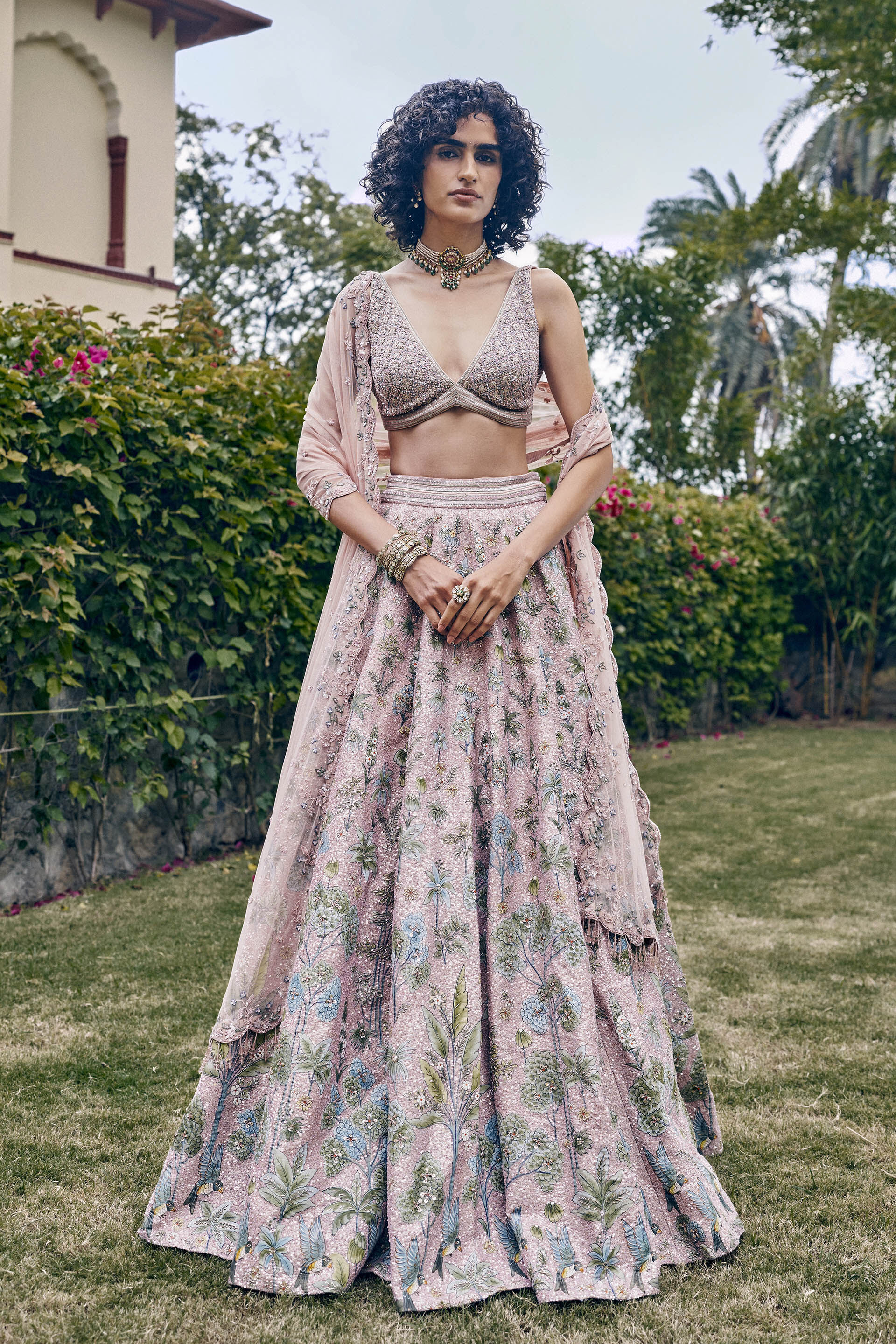 Bloom Hand-painted Pichhwai Lehenga Set - ​Blush