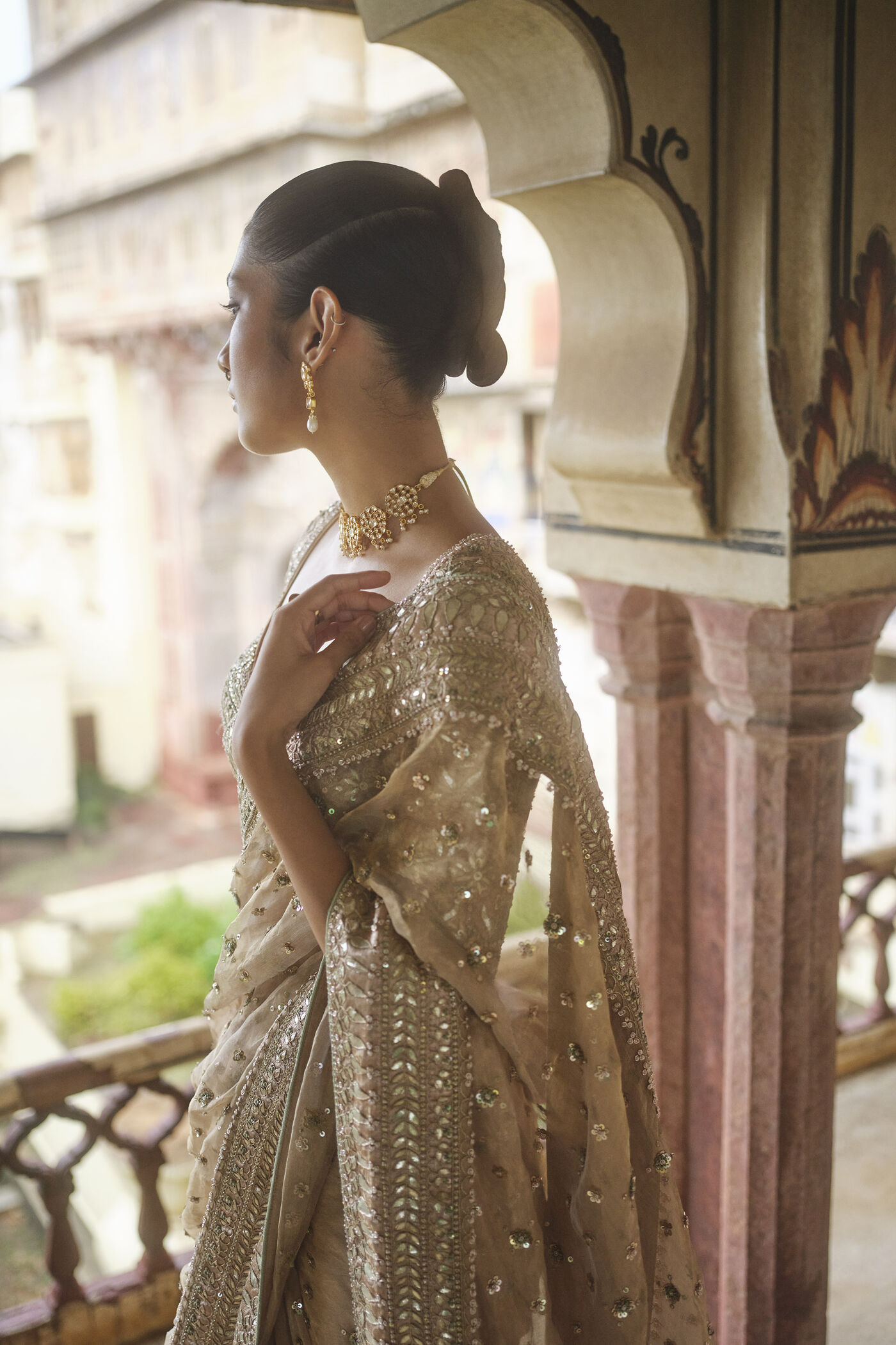 Buy Designer Ishama Handwoven Benarasi Silk Saree Gold Online