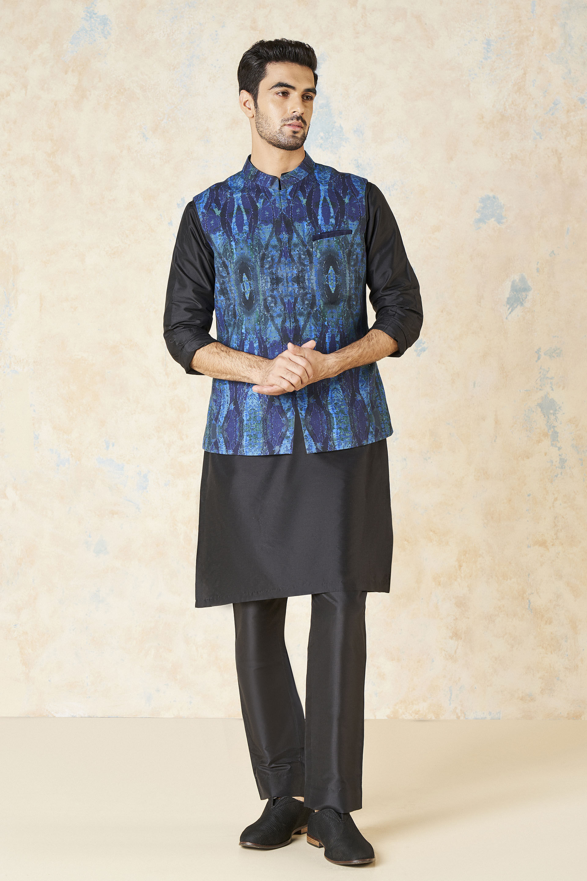 Adhrit Nehru Jacket - Blue, Blue, image 1