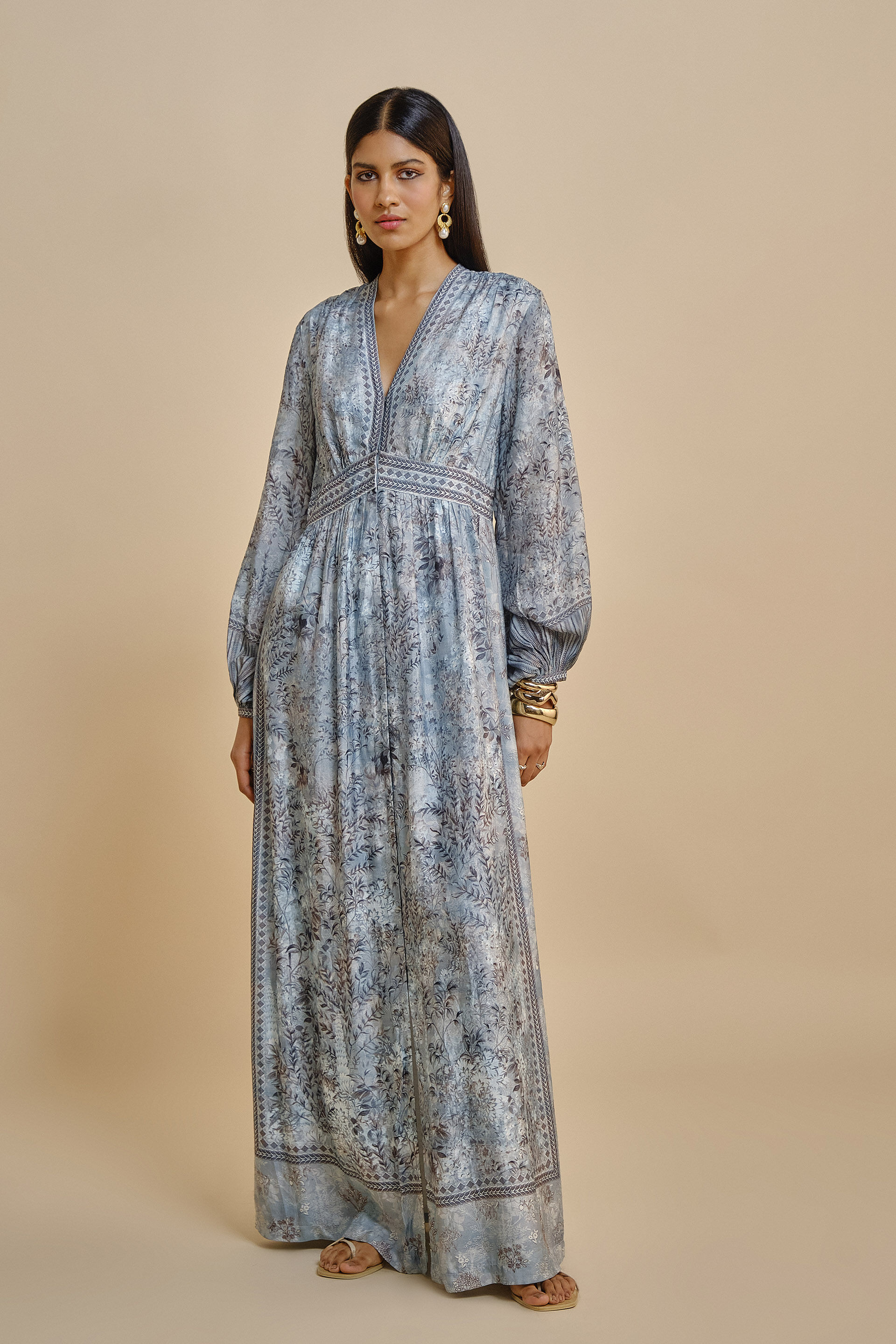 Irmak Silk Kaftan - Powder Blue
