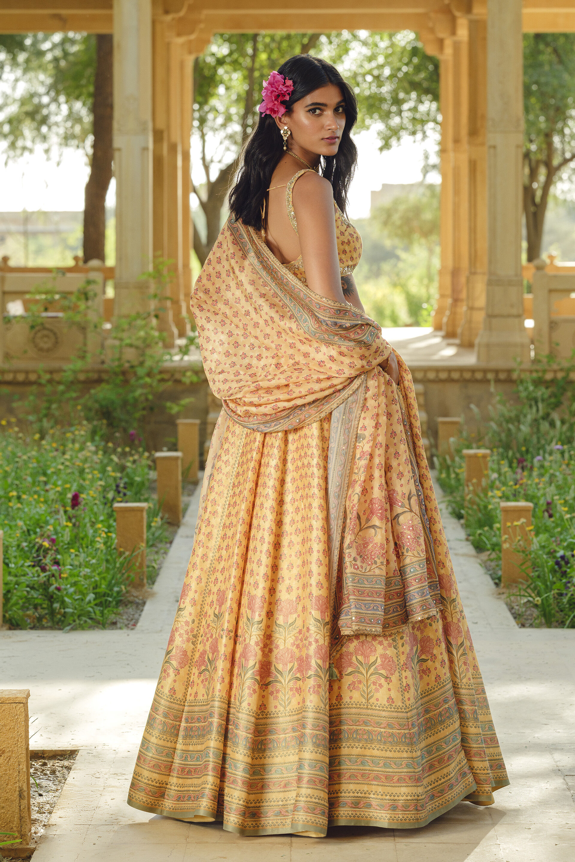 Damaris Lehenga Set - Mustard, Mustard, image 3