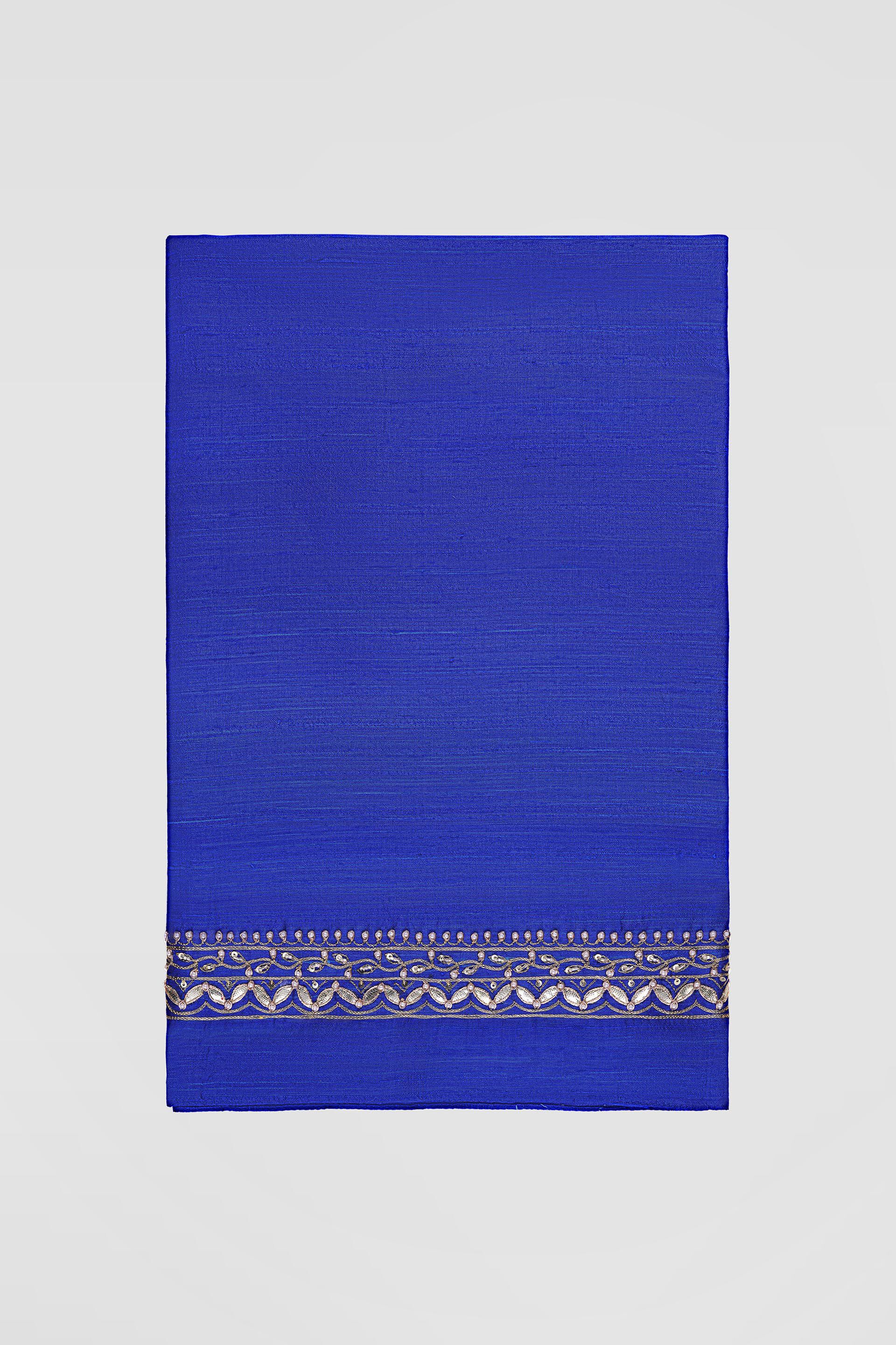 Anushna Handcrafted Badla Georgette Saree - Blue, Blue, image 4